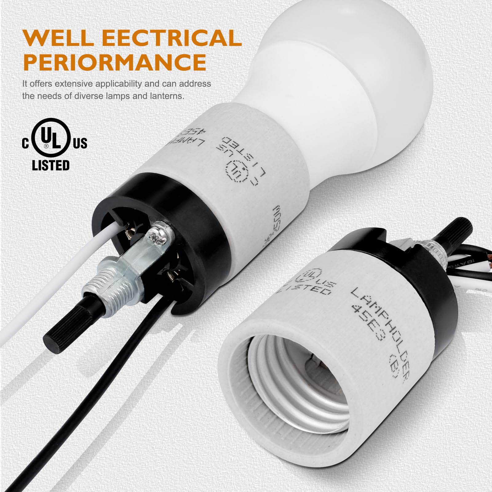 E26 Lamp Socket with Switch - UL Listed -6