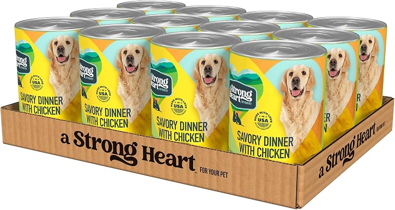 Ração Úmida para Cães Adultos Strongheart com Frango, Textura Loaf, 12 Latas de 624 g