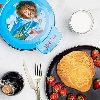 Uncanny Brands Bob Ross Waffle Maker - Bob's Iconic Face on Your Waffles - Waffle Iron