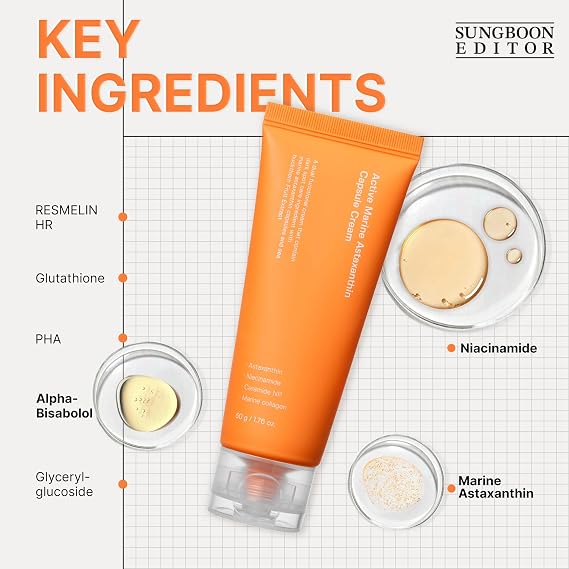 SUNGBOON EDITOR Active Marine Astaxanthin Capsule Cream, 1.69 oz