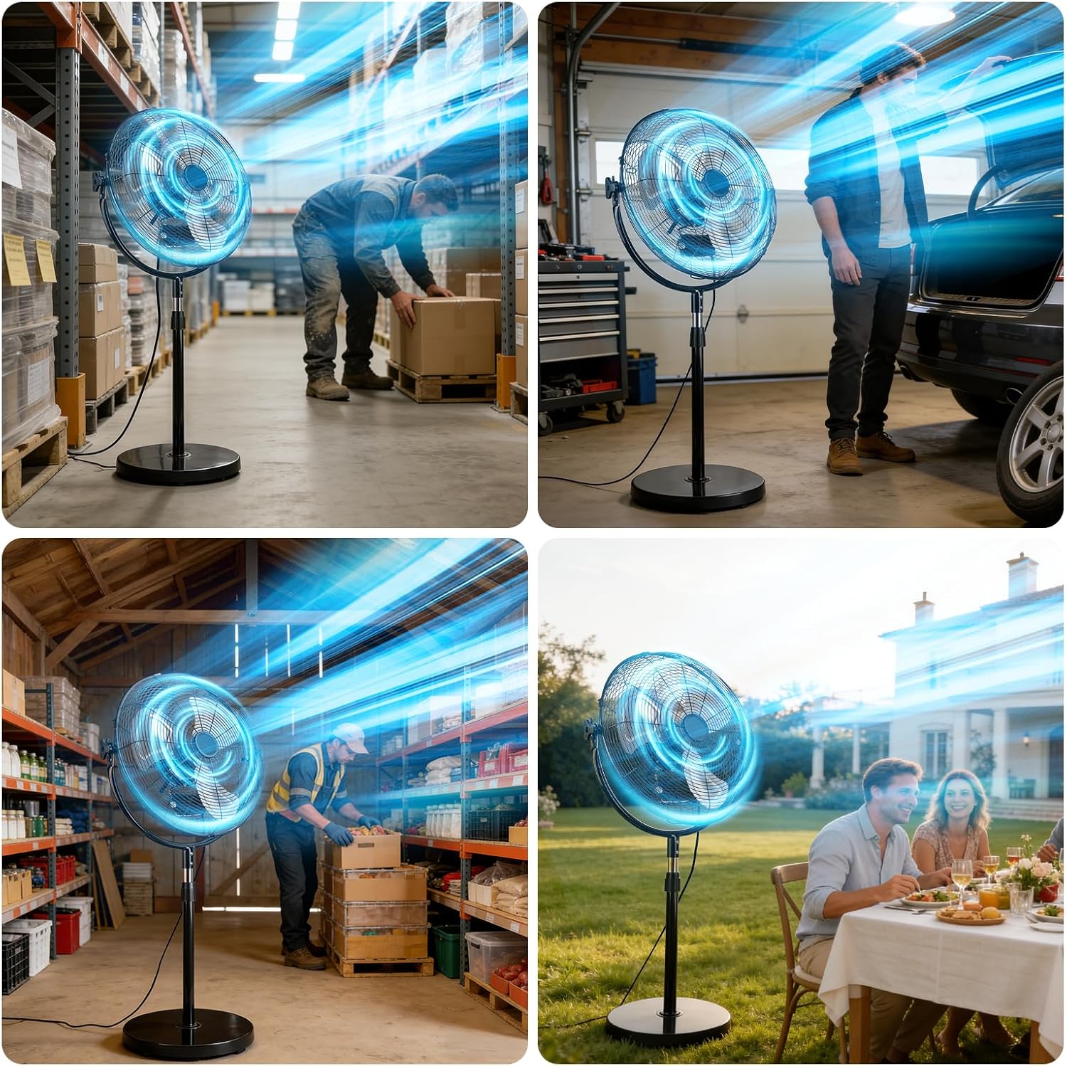 18 Inch High Velocity Pedestal Fan, Heavy Duty Industrial Standing Fan with 3-Speed & Adjustable Height (47.1"-55.1"), Metal Fan for Bedroom, Patio, Workshop & Indoor Air Circulation