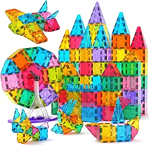 Jasonwell Magnetic Tiles Kids Magnetic Blocks Building Sets 3D Magnet Tile Building Blocks Magna Construction Educational STEM Toys Gifts for Toddlers Boys Girls 3 4 5 6 7 8 9 10 + Year Old