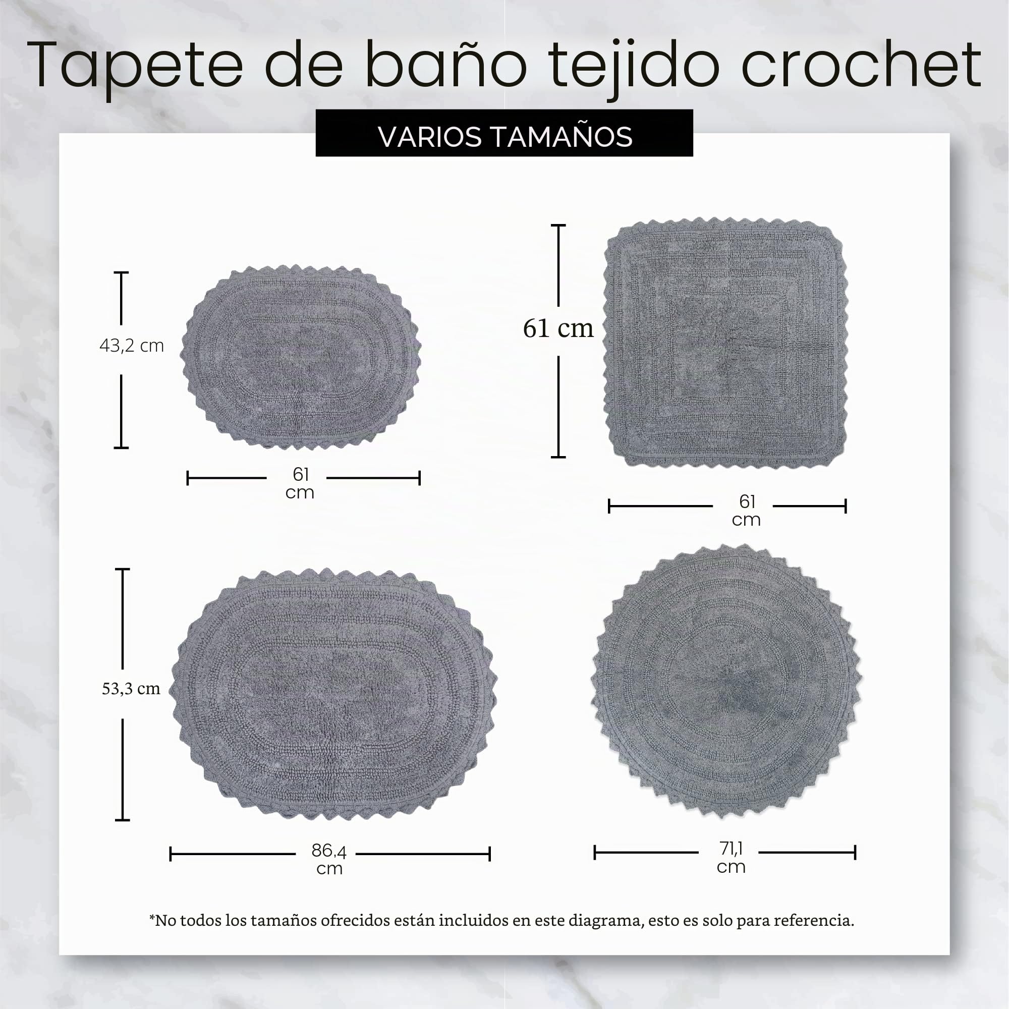 DII Crochet Collection Tapete de baño Reversible, Redondo, 27.5 Pulgadas de diámetro, Piedra