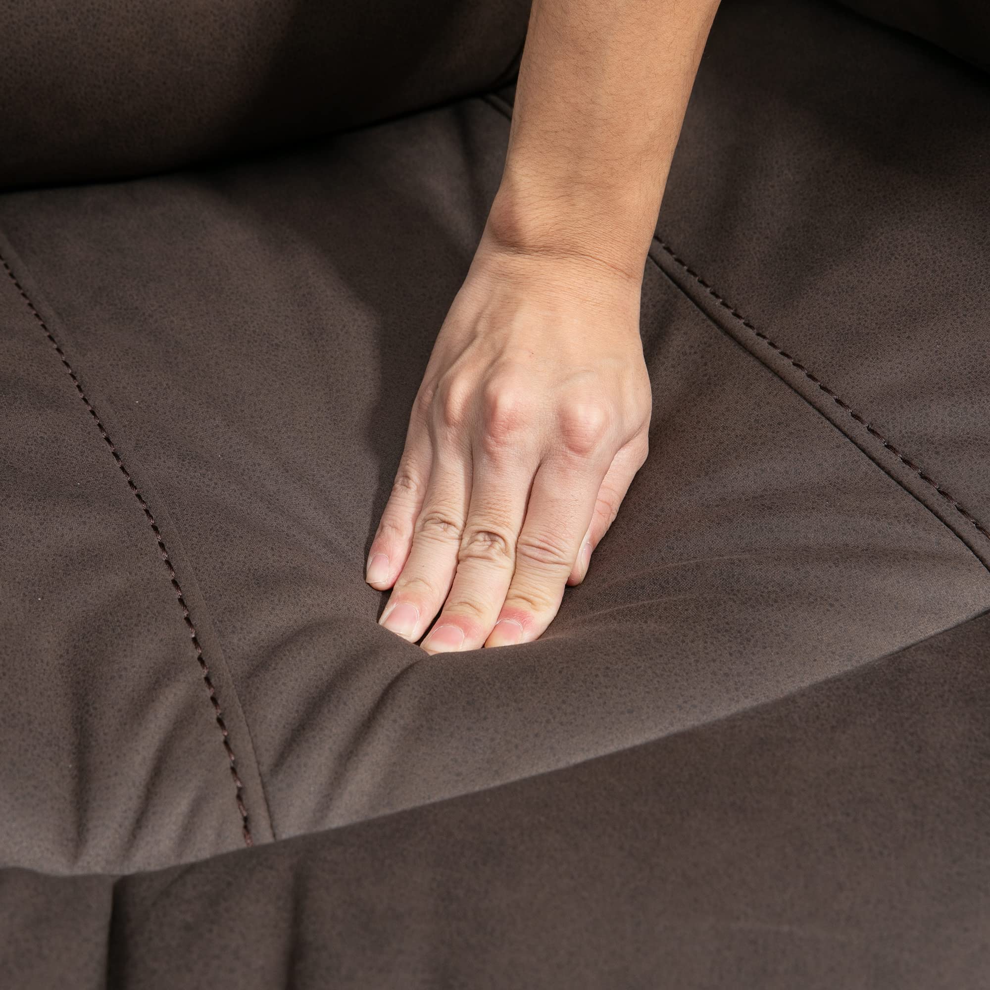 HOMCOM Poltrona Relax con Poggiapiedi, Poltrona Reclinabile Manuale 135°, Rivestimento in Microfibra e Imbottitura Extra, 97x90x96cm, Marrone