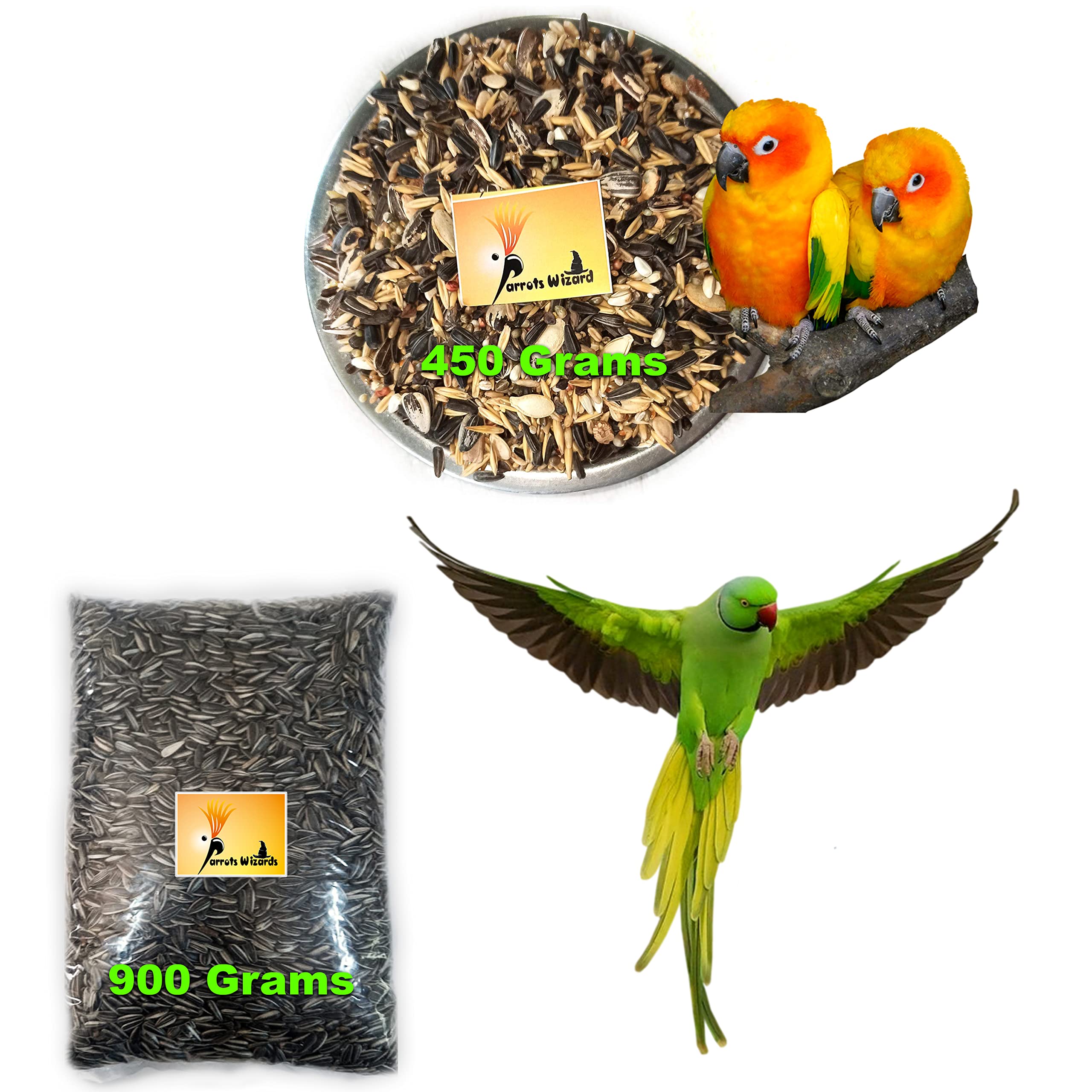 Parrots Wizard Sun Conure Parrot and Cockatiel Daily Birds Food Seeds Mix 450 Gr and Sunflower Seeds for Bird 900 Gr Combo (B09XX9QHV9) Amazon Price History, Amazon Price Tracker