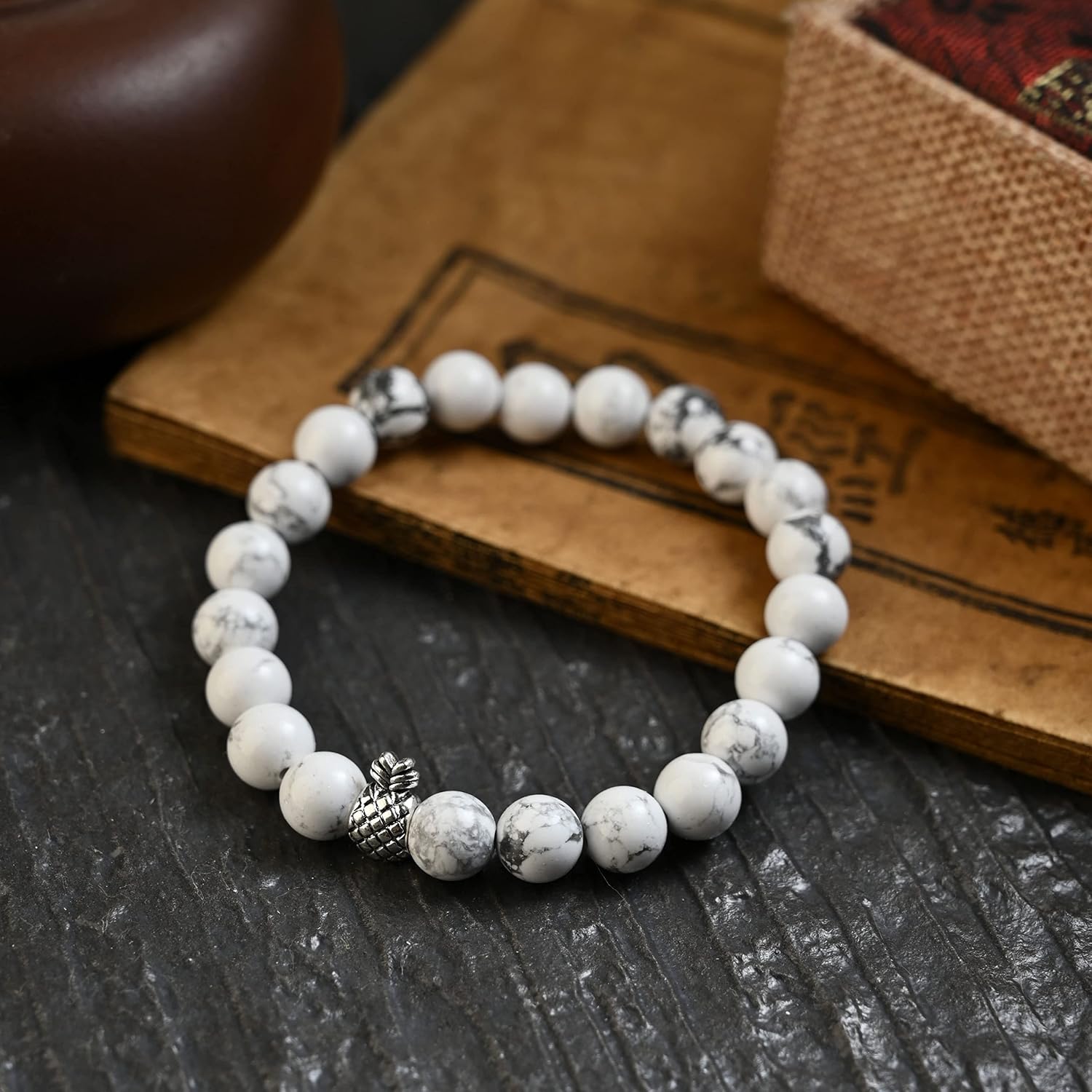 Softones 8mm Beaded Pineapple Bracelets for Women Men Best Friend Bracelet Stretch Charm Bracelets Gifts