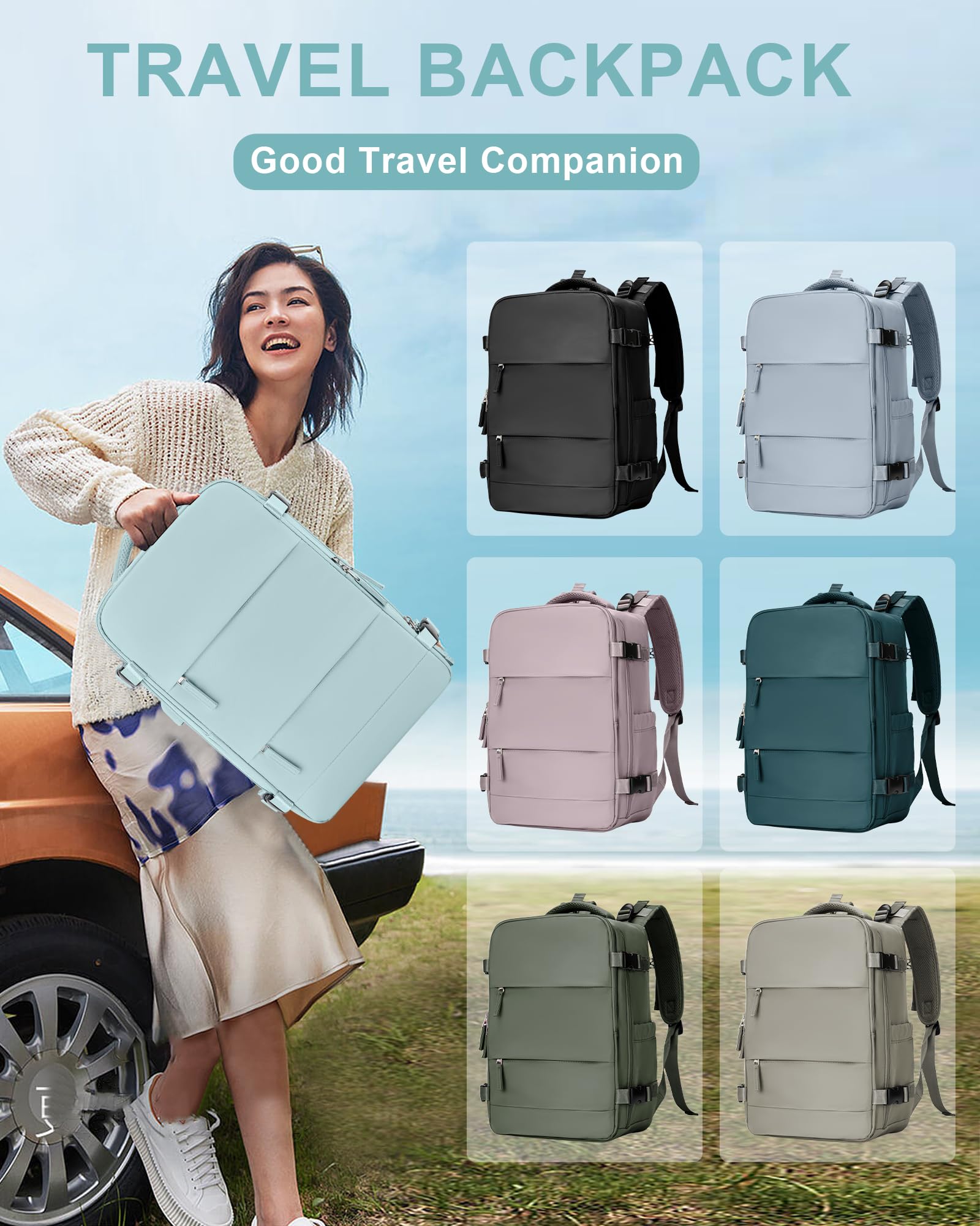 BJLFS Borse da Cabina per Ryanair 40x20x25 Bagaglio a Mano Zaino Borsa Zaino da Viaggio, Zaino da trekking,Zaino Easyjet 45x36x20,Zaino Casual per laptop da 14 pollici per scuola