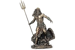 Poseidon Statue Standing Over Crashing Waves