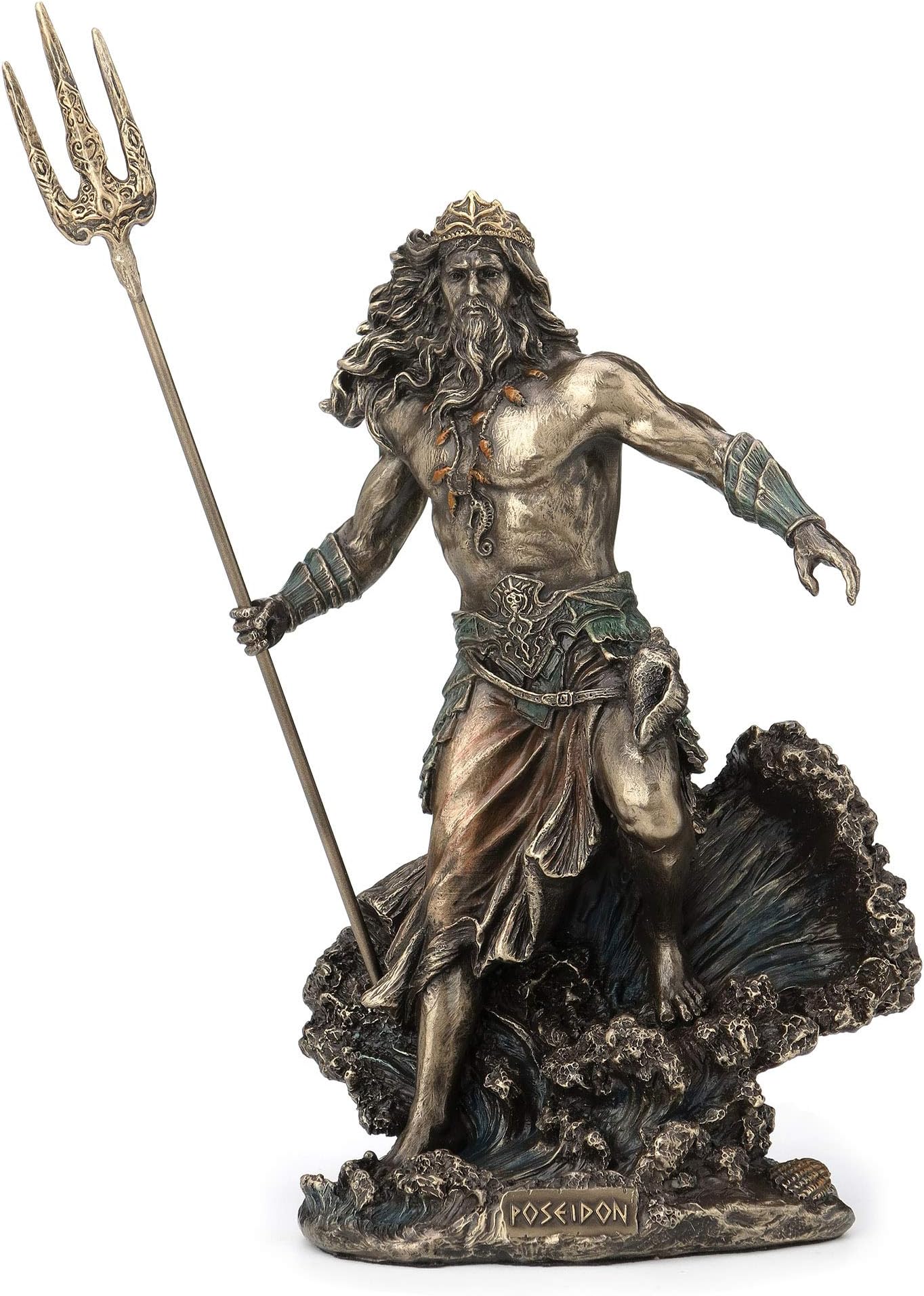 Veronese Design Greek God Poseidon Standing Over Crashing Waves Statue