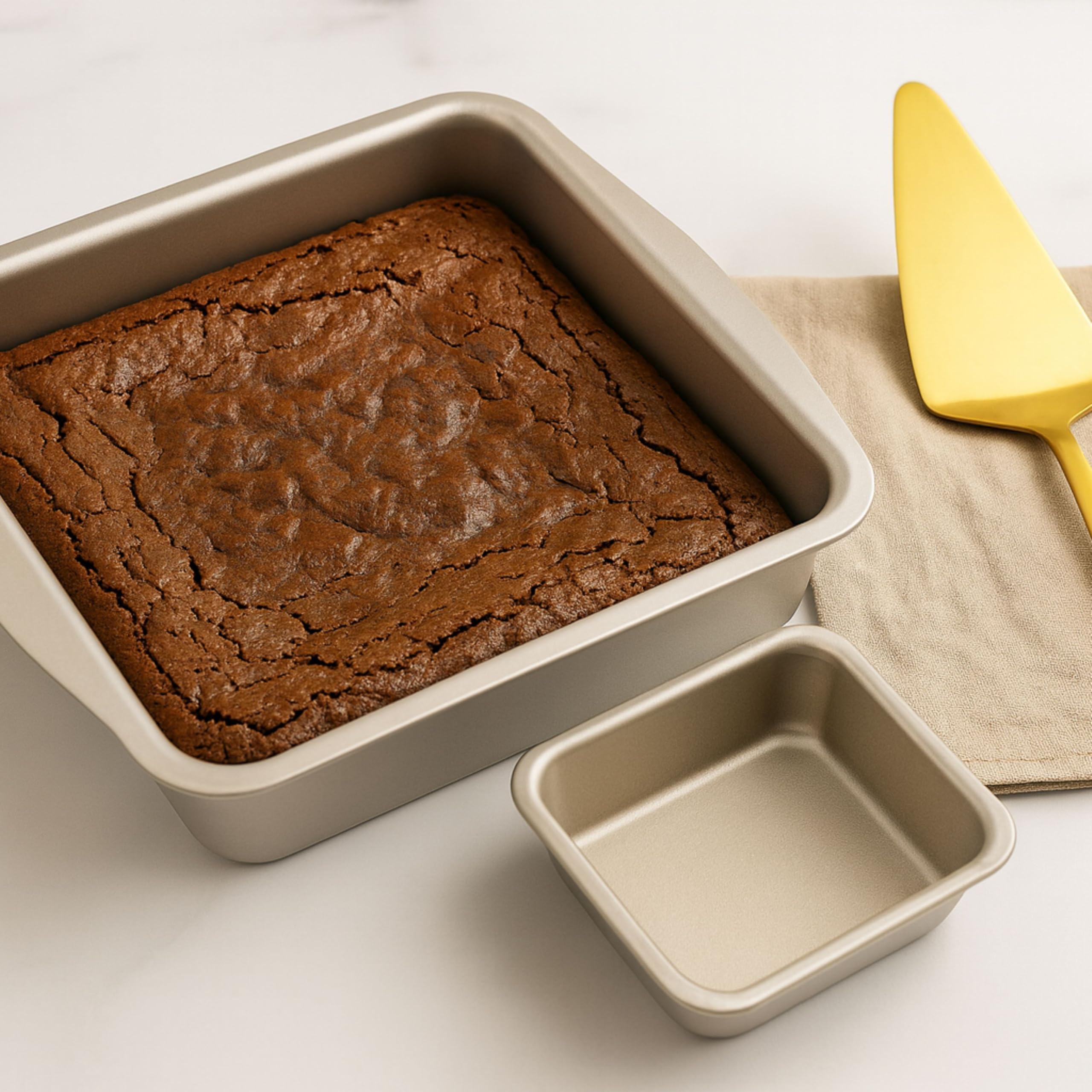Aluminium Square Cake Mould Set of 3 (6", 7", 8") | Food Grade Baking Trays | Oven, OTG & Microwave Safe | Lightweight, Durable, Easy to Clean | Ideal for Cakes, Brownies, Pastries & Desserts 3
