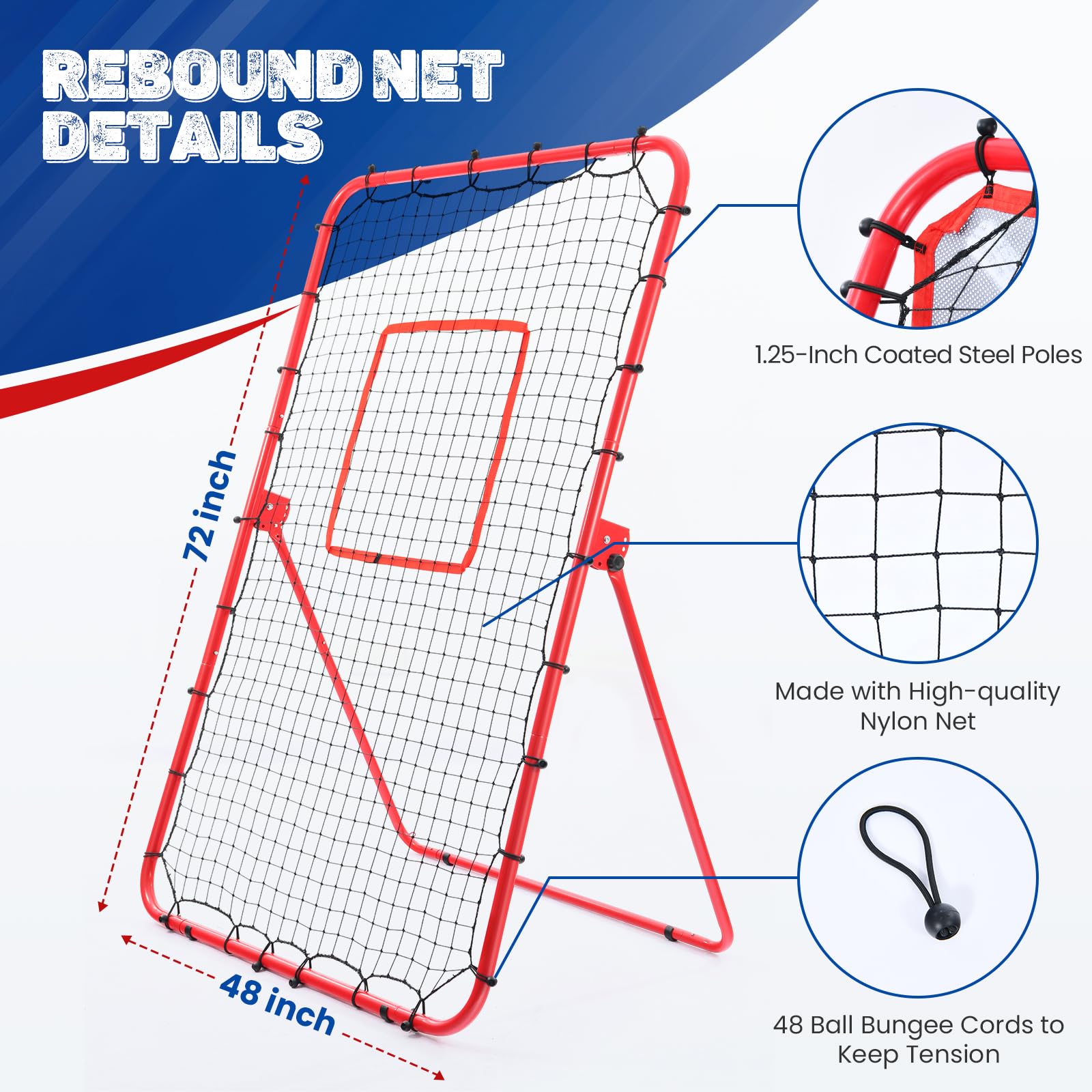 Patiassy 2 In1 Baseball Rebounder Net And Baseball