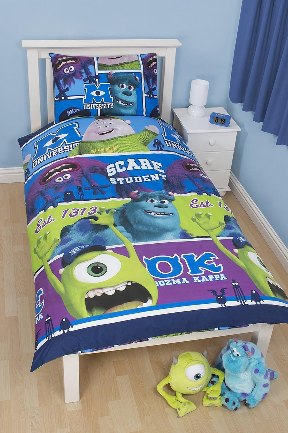 Monsters Inc University Single Duvet Cover with Pillowcase Rotary Design