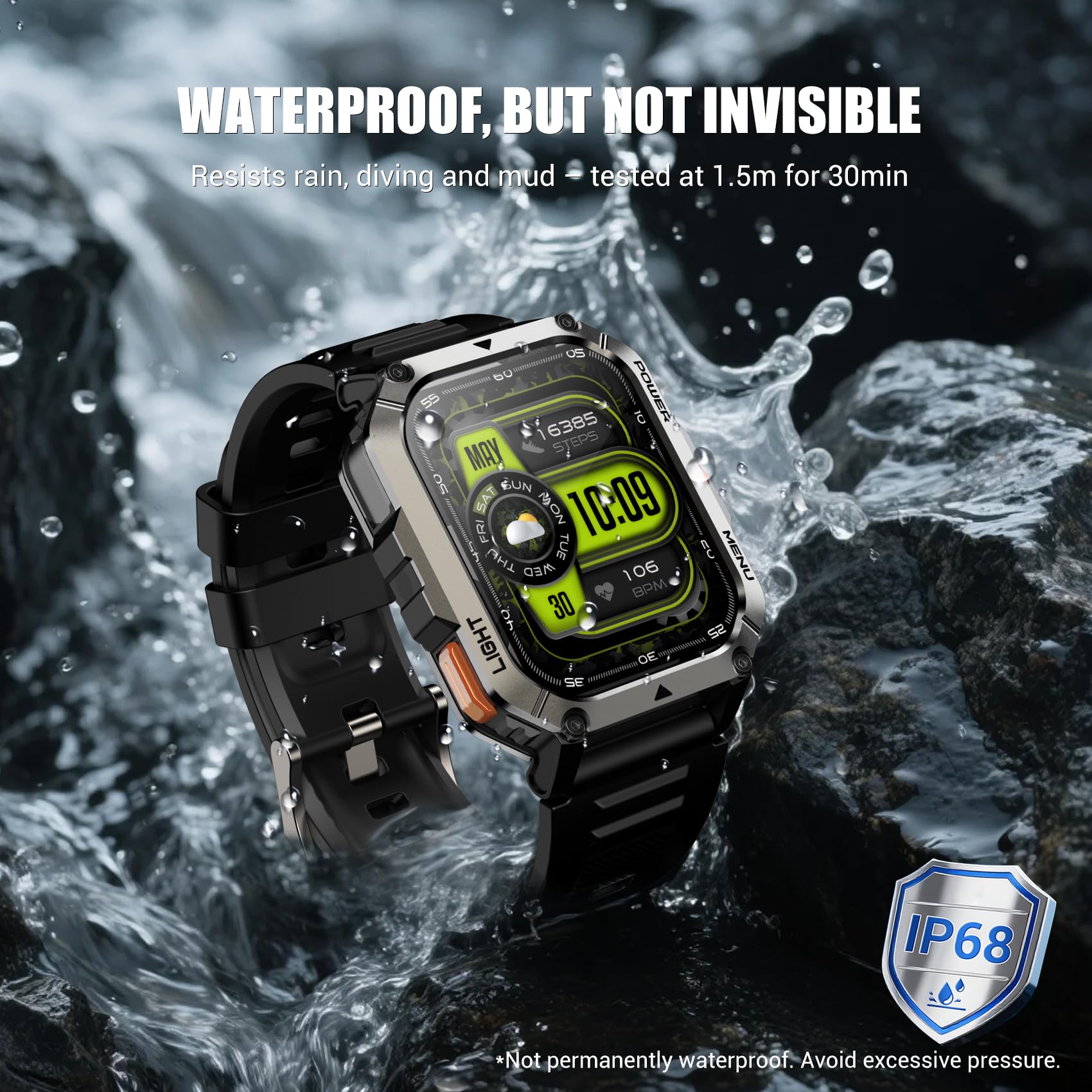 Military Smart Watches for Men, Super Large 2.01"Fitness Watch HD Display, Sports Smartwatch with LED Flashlight/100-Day Battery/24 Hrs Heart Rate & Sleep Monitor/120+ Sports Modes/GPT Voice AI(Black)