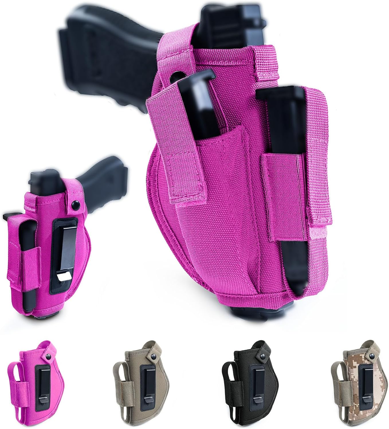 VIGERARI Gun Holsters for Concealed Carry, Pistol Holster with Mag Pouch, Universal Gun Holster for Women,Right/Left, IWB/OWB 9mm Holsters for Men, Gun Holder Fits Most Standard Hangguns
