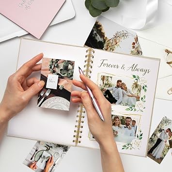 Scrapbook Photo Albums Linen Cover 20.5x20.5 cm Hardcover Kraft White Pages Memory Scrapbooking Book for Wedding Travel Baby Shower Guest Book, 20 Sheets/40 Pages, Beige