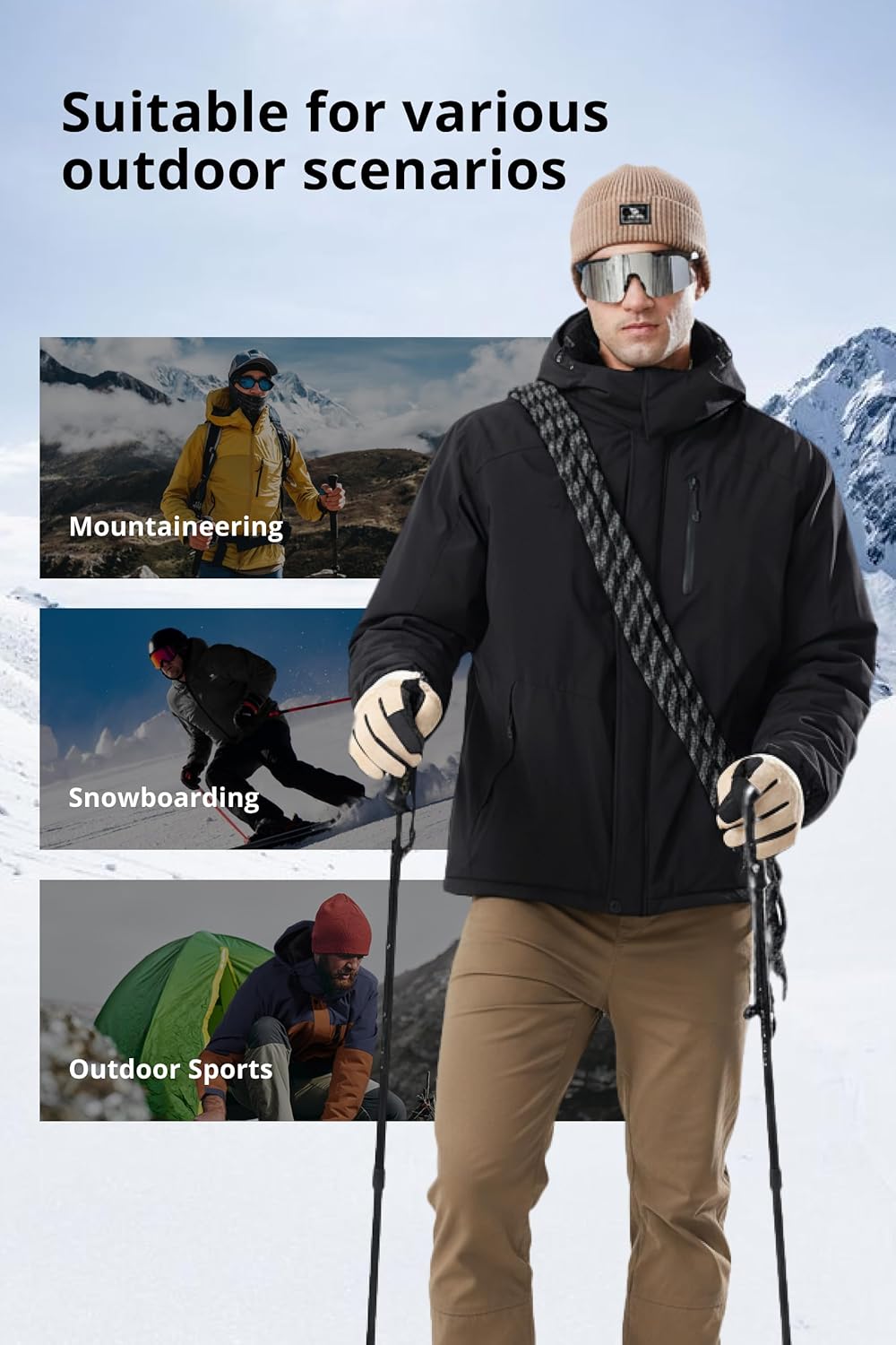 CAMELSPORTS Mens Winter Jacket Waterproof Warm Snow Ski Jackets Faux Fur Fleece Rain Coats with Removable Hood - Image 6