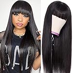 Lativ Human Hair Wigs with Bangs Straight Bang Wigs for Black Women Human Hair 150% Density Brazilian Glueless None Lace Front Wig Human Hair Natural Color(22 Inch, Straight)