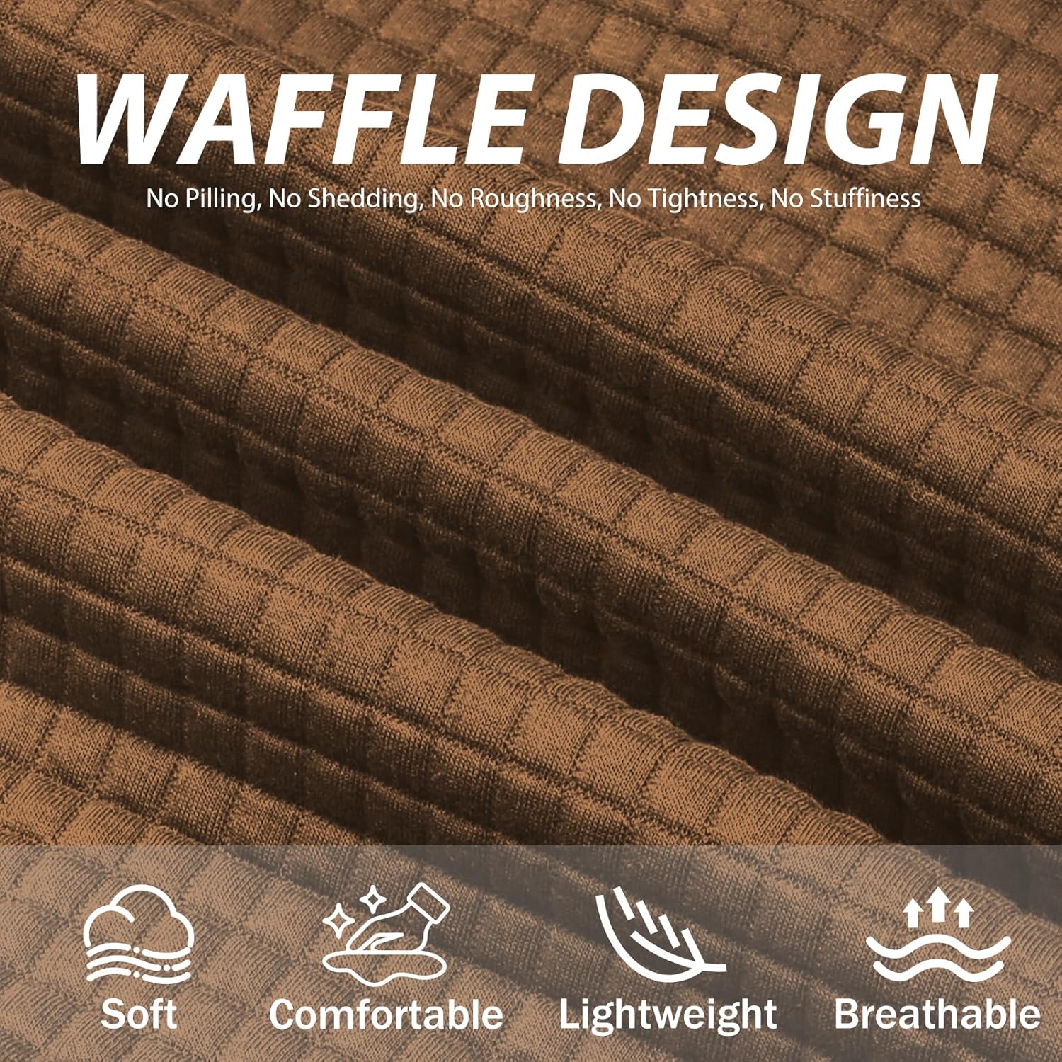 Womens Hoodies Casual Drawstring Waffle Pullover Fall Tops Loose Long Sleeve Hooded Sweatshirt with Pocket - Image 8