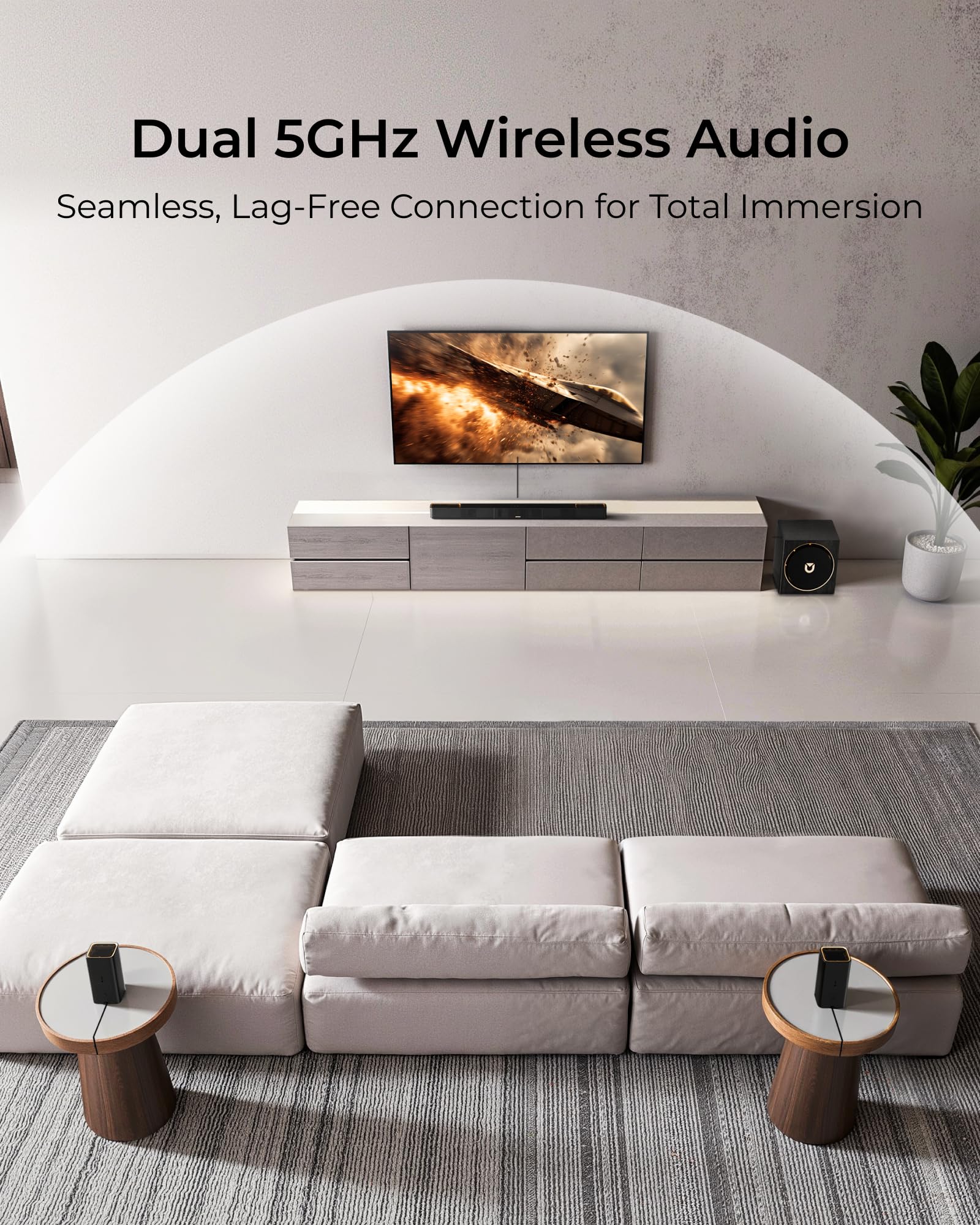 ULTIMEA Skywave X50 5.1.4ch Wireless Surround Sound System for TV, 760W Professional Sound Bar w/Dolby Atmos, 2 Wireless Surround Speakers & 8" Subwoofer, GaN Amplifier, 4K HDR Pass-Through, HDMI eARC