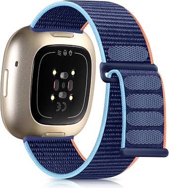 Nylon Sport Loop Band Compatible with Fitbit Sense/Fitbit Versa 3/ Versa 4/ Sense 2 Bands Women Men, Adjustable Stretchy Braided Workouts Replacement Accessories Straps for Versa 4 Bands