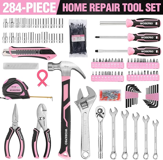 Kit de Herramientas WORKPRO Rosa, 284 Piezas con Maletín miniatura 2