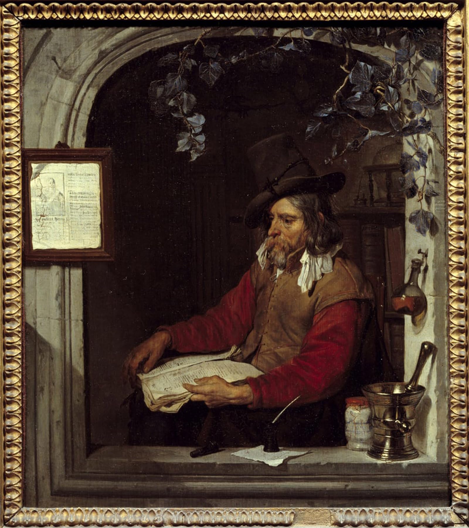 POSTERIIk Famous Animal Posters Vintage Picture the Apothecary or the Chemist by Gabriel Metsu Modern Wall Decor for Home Decor 60x90cm