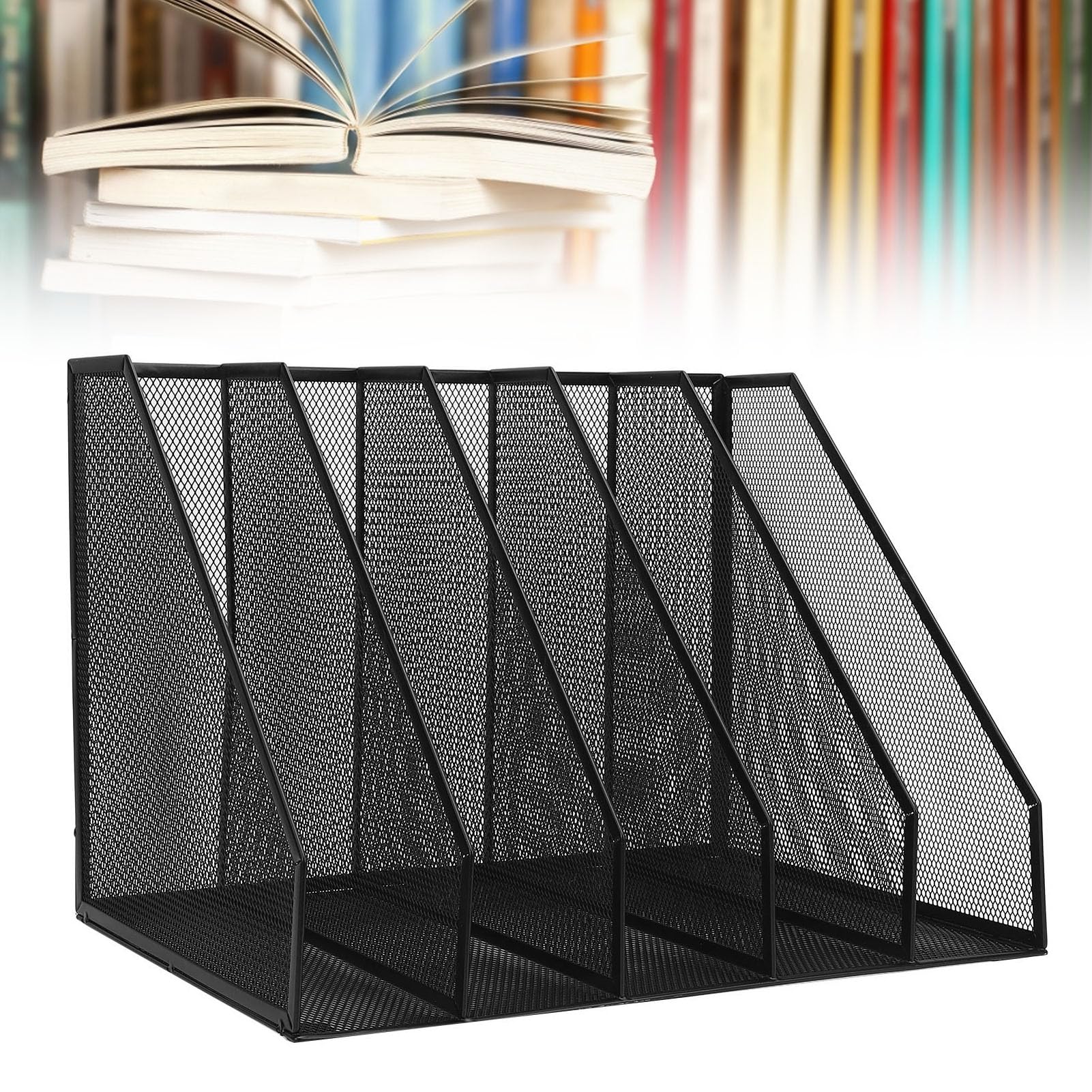 Organizzatore di file da scrivania Maglia di ferro Cartella di file verticale a 5 sezioni Porta documenti Soluzione efficiente di archiviazione per ufficio