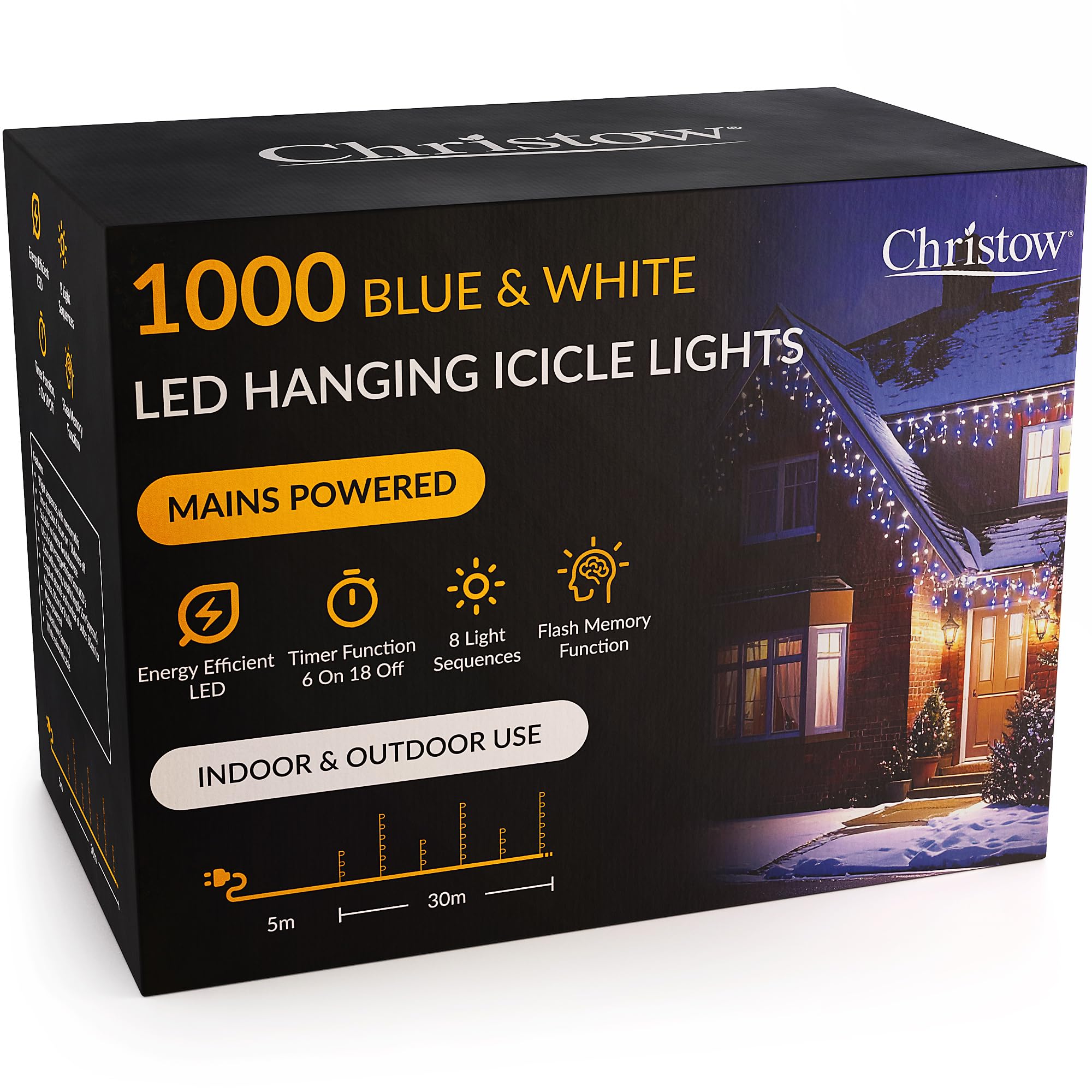 Christow Led Hanging Icicle Christmas Lights