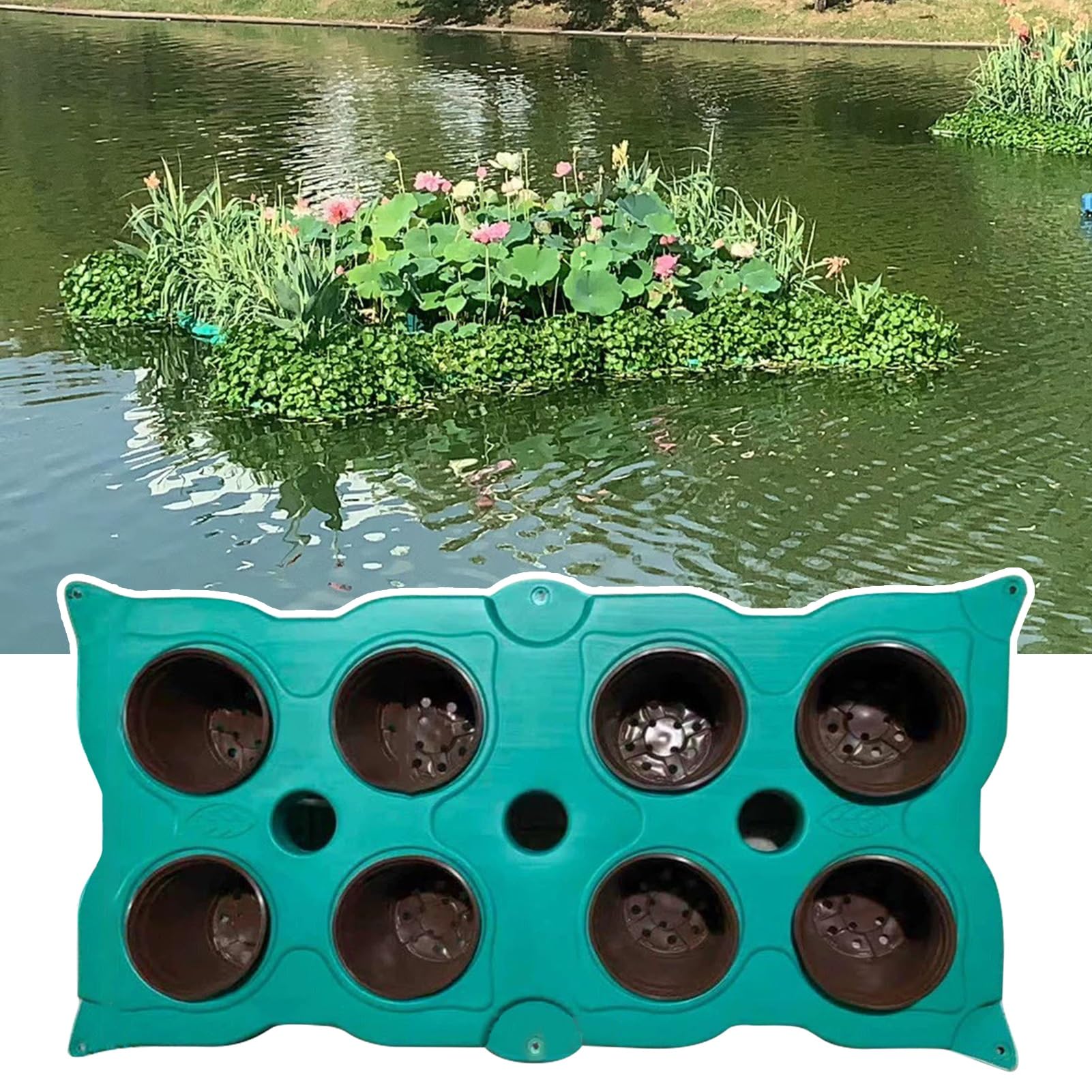 100 fioriere galleggianti da 50 cm per laghetti, Isola Galleggiante Artificiale per Esterni, Kit di cestini galleggianti per Piante, Sistema di Coltivazione acquaponica per laghetti da giard