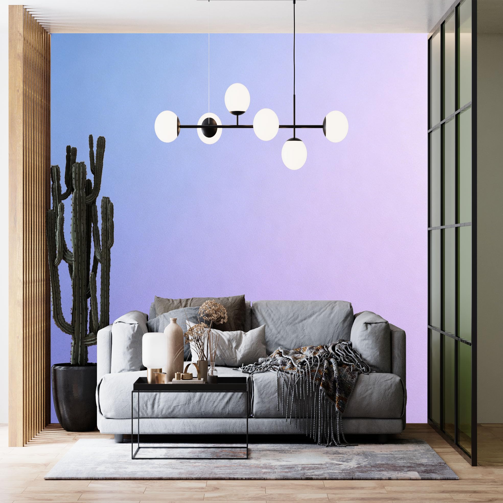 Papier peint bleu violet ombré adhésif pour créer une ambiance moderne en chambre