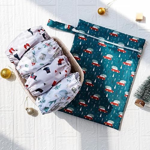 Miniatura 4 de HappyFlute 9 juegos de pañales de tela para recién nacido, ajustables y reutilizables para bebés niños y niñas (6-33 libras, 0-3 años), una bolsa
