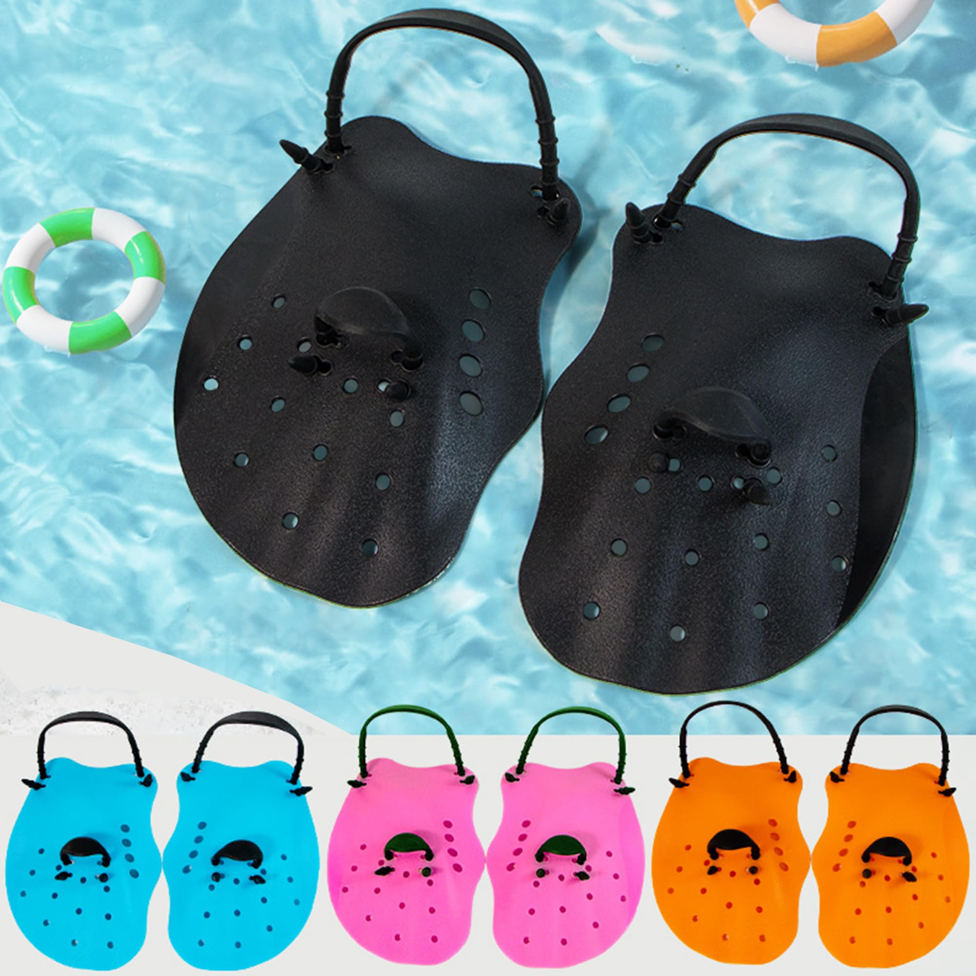 Palette per il nuoto, con cinghie regolabili, palette per il nuoto per adulti e ragazzi, attrezzatura e kit per l'allenamento in piscina, adatto agli adulti, accessori per l'allenamento (blu)