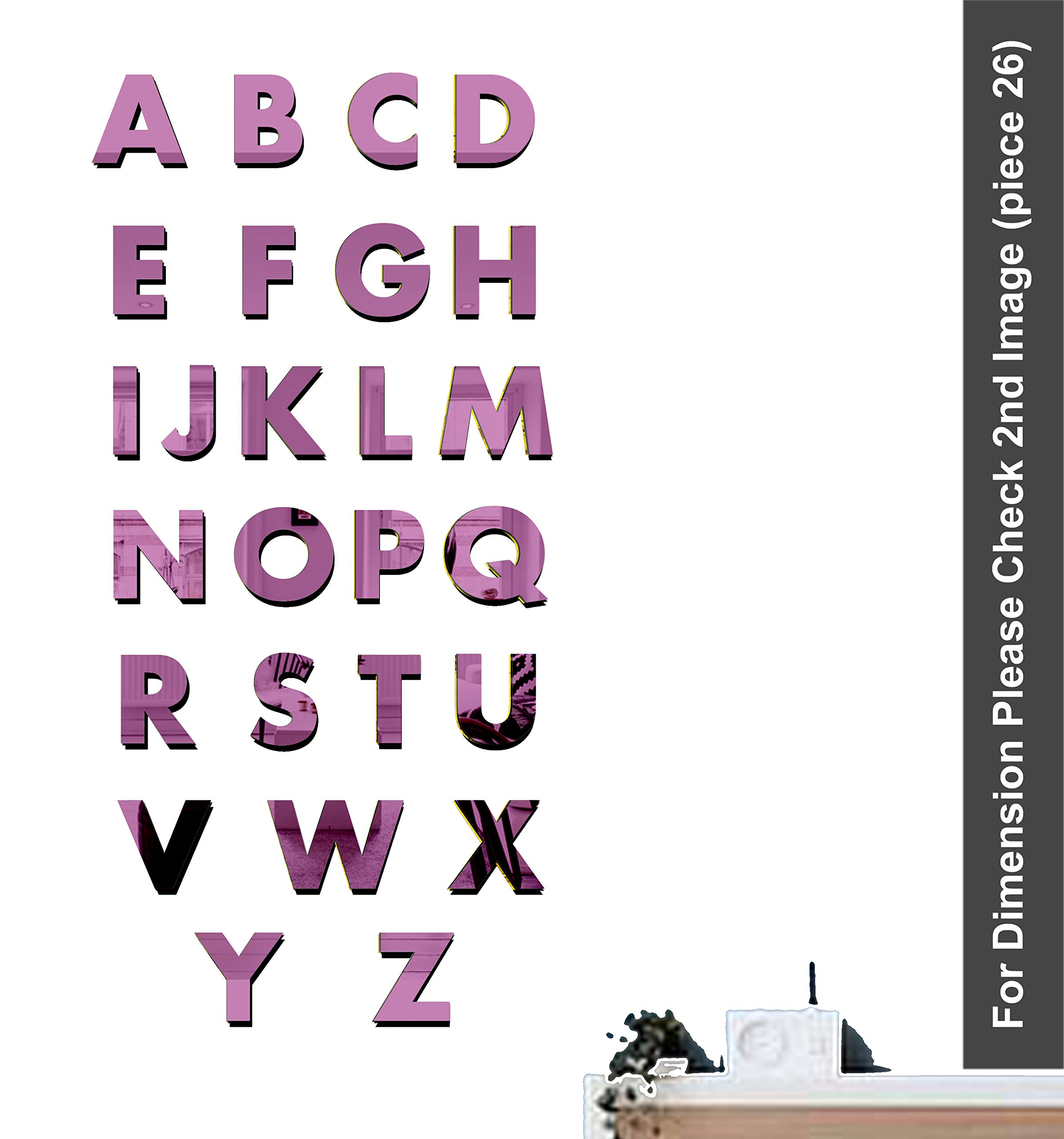 3D Acrylic Mirror Wall Stickers - Alphabet Black -8 3D Acrylic Mirror Wall Stickers - Alphabet Black -8