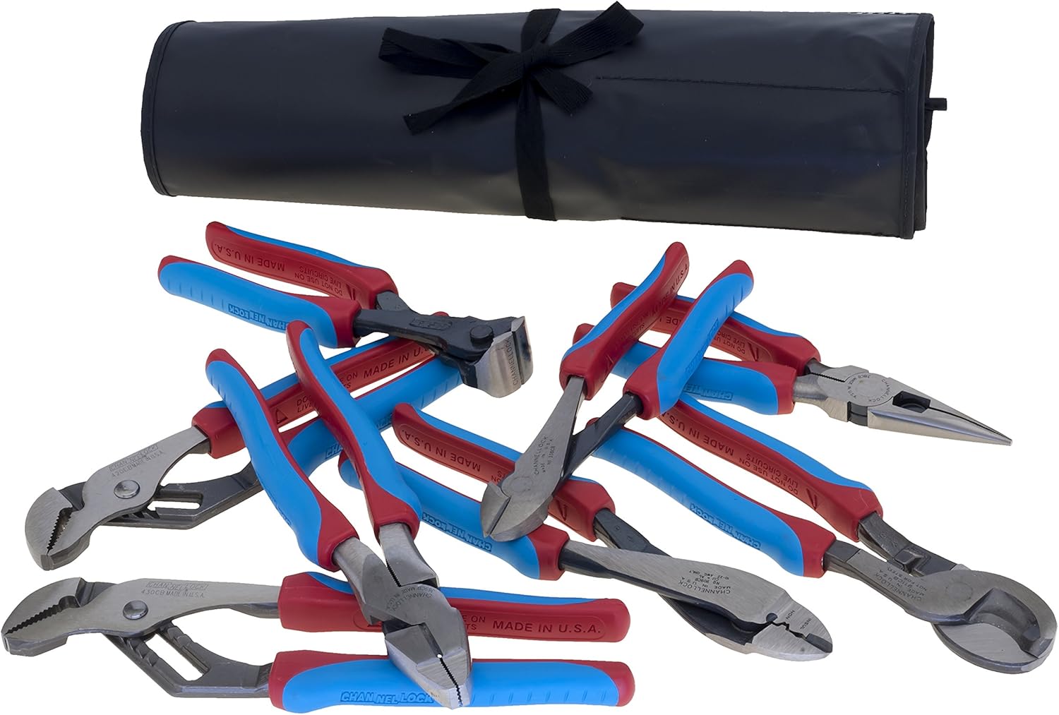 Best Deal CHANNELLOCK CBR-8 8pc Electrical Pliers Tool Set with Tool Roll | Made in USA | Forged High Carbon Steel
