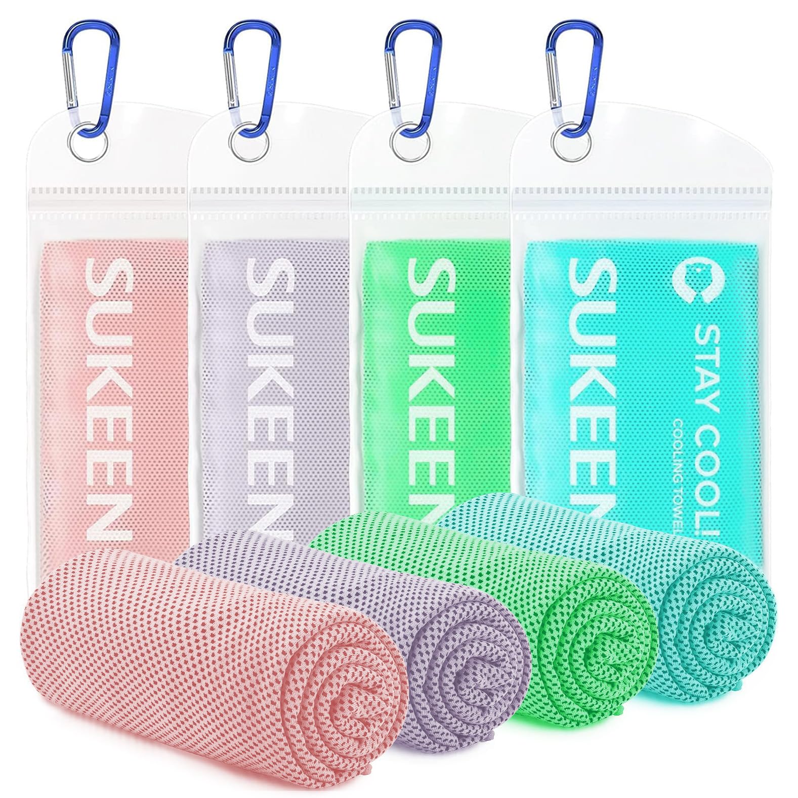 Sukeen Asciugamani Rinfrescanti 4 Pezzi 101x30,5 cm per Collo Sollievo Istantaneo Morbidi Traspiranti Yoga Golf