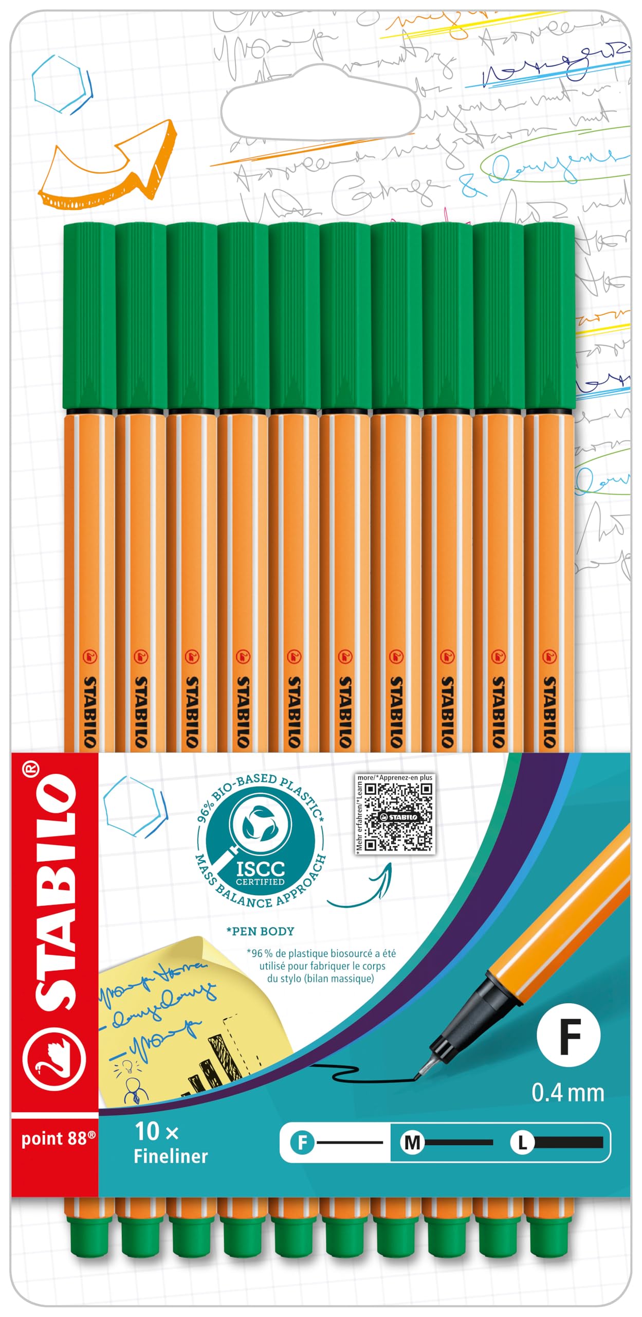 STABILO Fineliner - point 88 - Wallet of 10 - Green