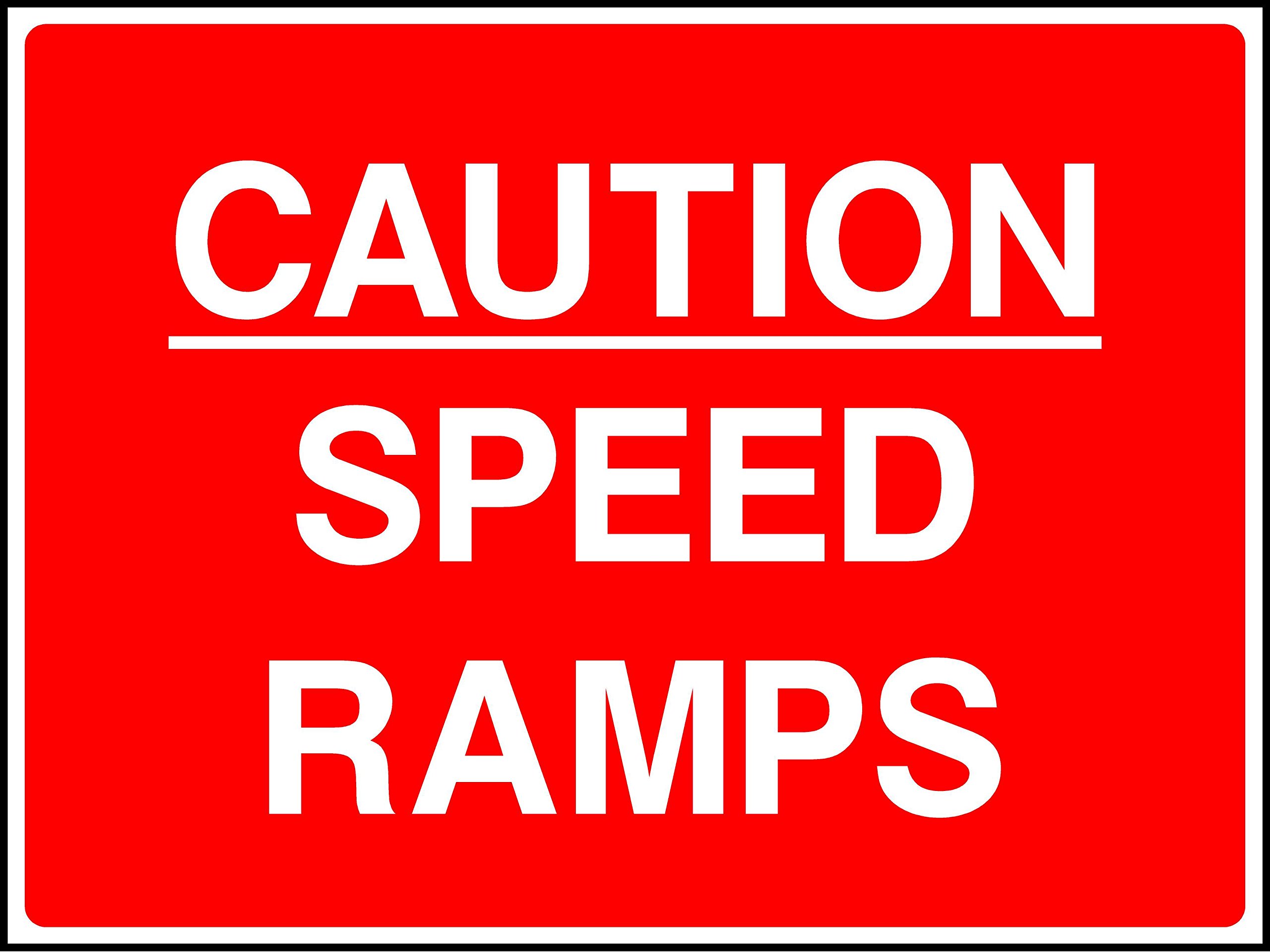 Kpcm Display Ltd Caution Speed Ramps Road Traffic Sign - 3Mm Aluminium Sign 600Mm X 400Mm