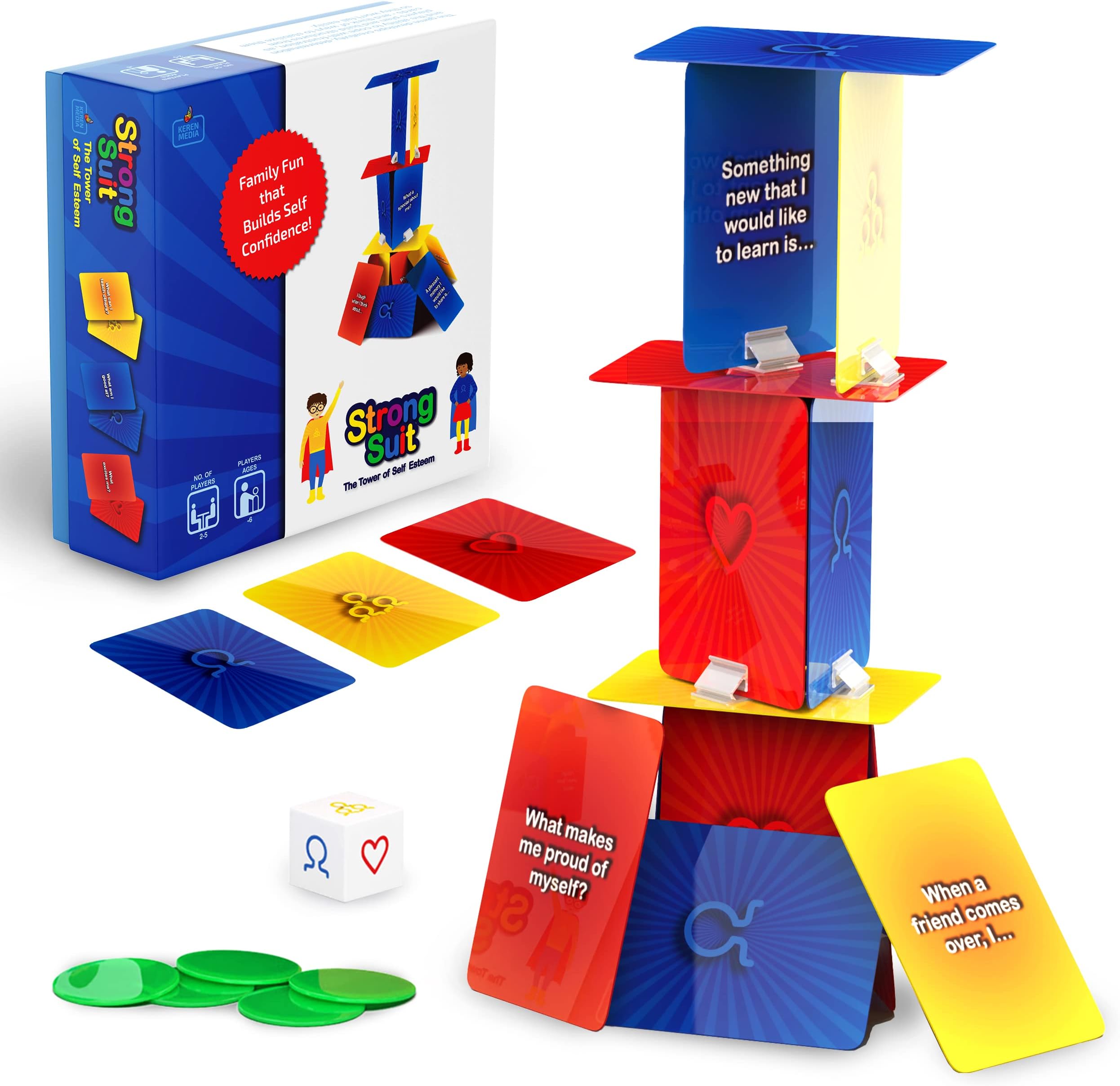 Social Emotional Games for Teens and Kids 6+ | StrongSuit Tower of Self Esteem Therapy Game for Counselors, Therapists and Parents | SEL & CBT Tools