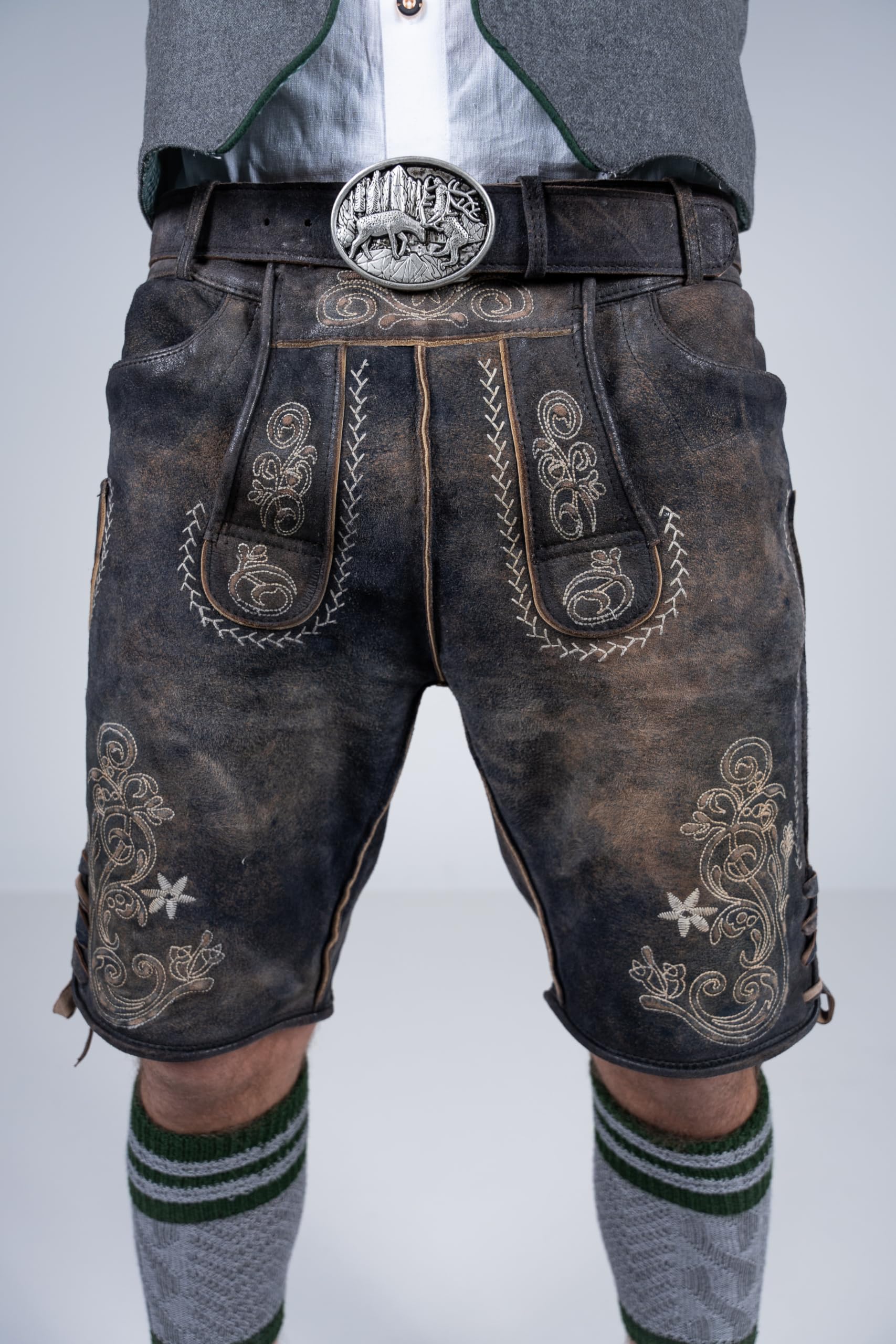 Edelnice Trachtenmode hochwertige Kurze Trachtenlederhose aus Ziegenleder Verschiedene Modelle Gr. 44-66