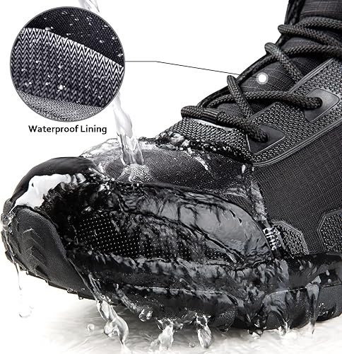 Miniatura 6 de FREE SOLDIER Botas de senderismo impermeables para hombre, botas de trabajo ligeras, botas tácticas militares, botas de combate duraderas