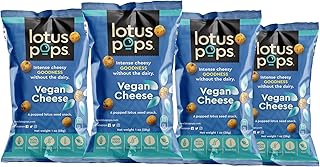 Lotus Pops - Popped Lotus (Water Lily) Seed Snacks – Low Calorie Gluten Free and Vegan Snacks | Plant Protein | Roasted Not-Fried | Paleo | GrainFree | Non GMO Certified | (Vegan Cheese 4 1oz Packs)