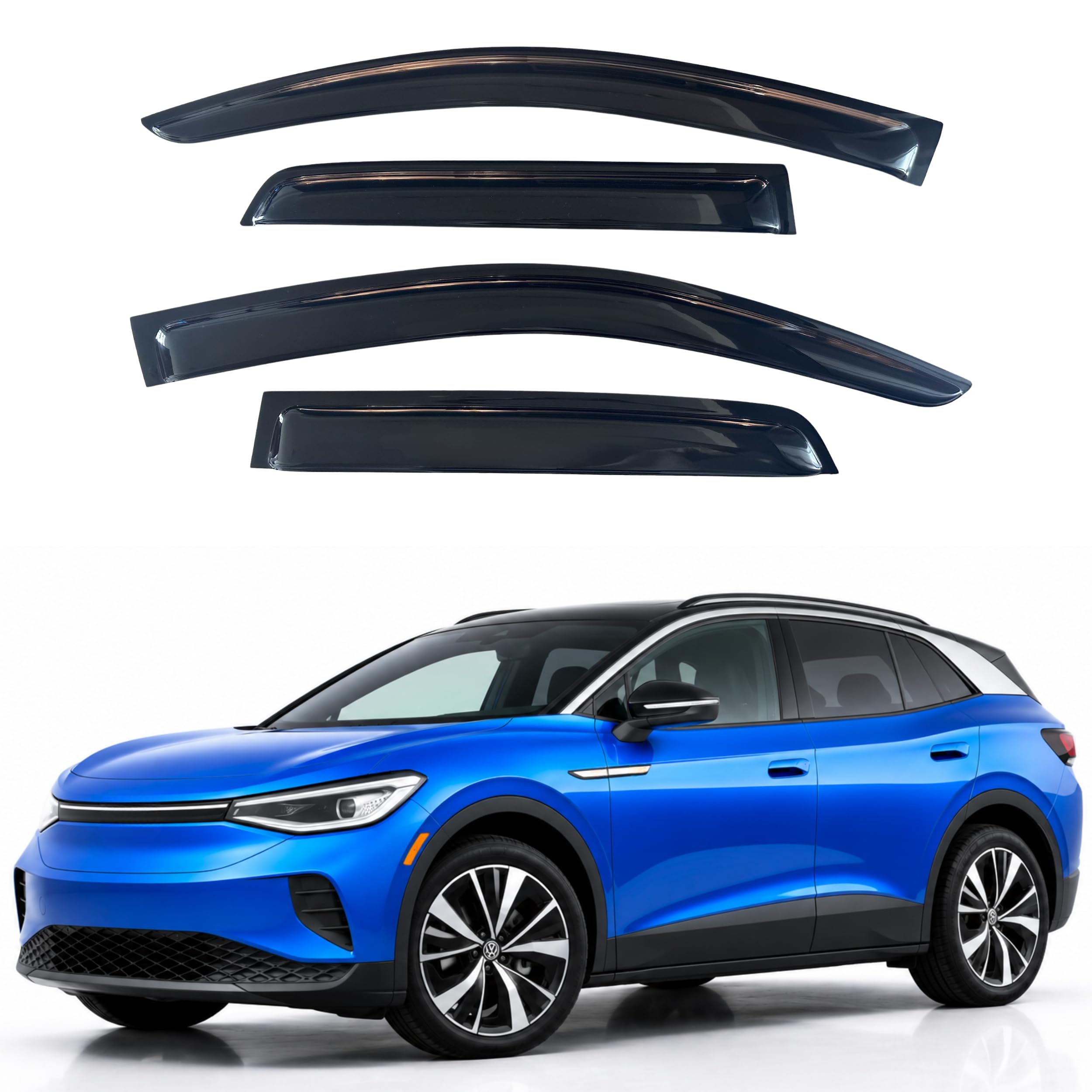 IG Window Visors Fit for 2021-2026 Volkswagen ID.4, Out-Channel Rain Guards Vent Wind Deflectors 4PC, Car Accessories for 21-26 VW Volkswagen ID4