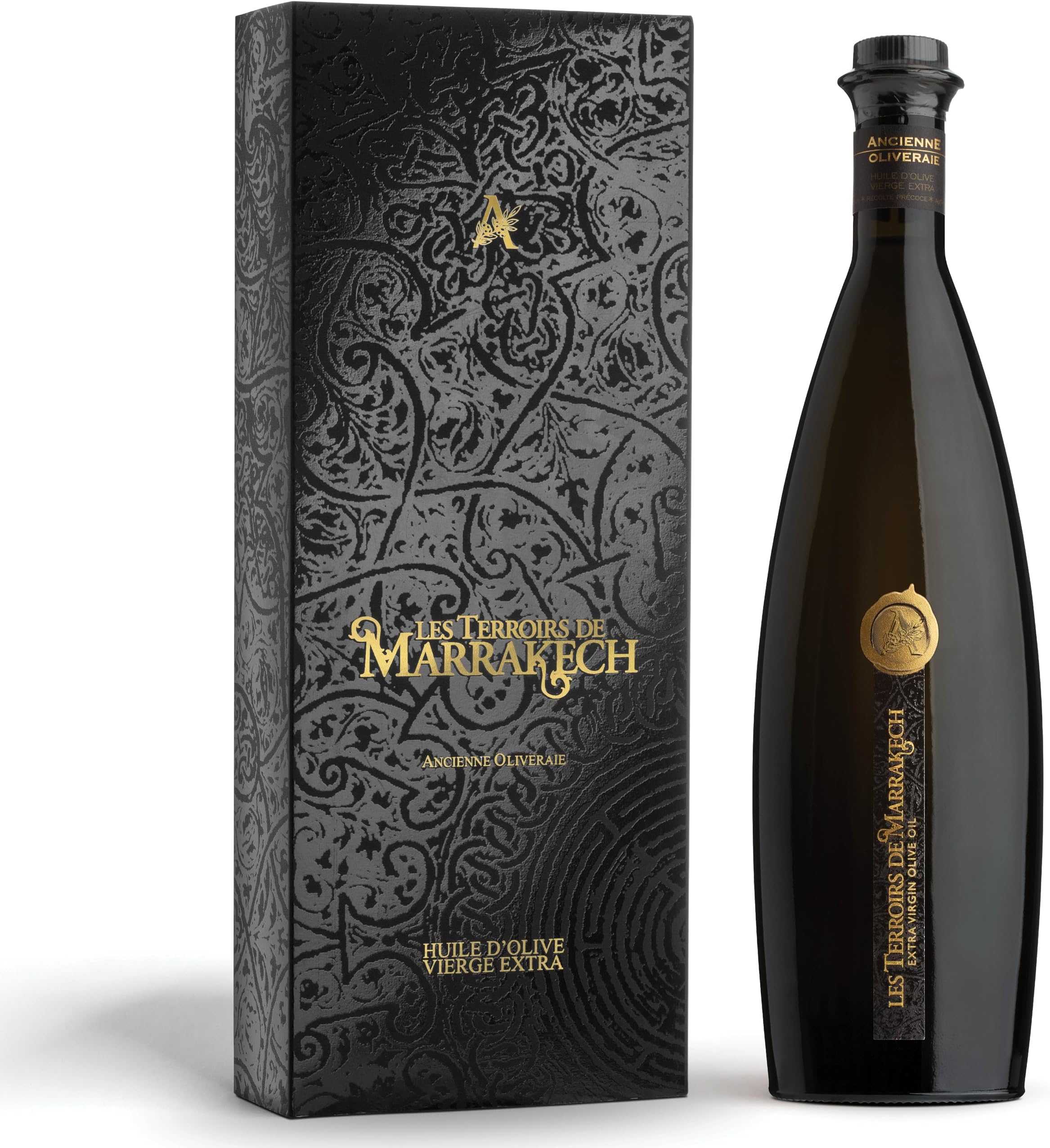 Gift Box of Les Terroirs De Marrakech Extra Virgin Olive Oil, Polyphenol Rich Olive Oil, Moroccan Cold Pressed EVOO Oil, Keto Organic Olive Oil, USDA Certified, Carbon Neutral, 17 fl oz. Bottle