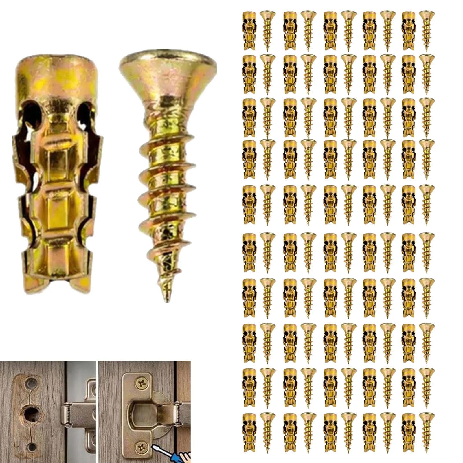 6×14mm Short Expansion Screw Set,Anti Vandel Door Screws,50/100pcs Door Hinge Thread Repair Screws, Short Expansion Wall Anchors,Cabinet Hinge Repair Kit To Stop Sagging, For Cabinet (50pcs)