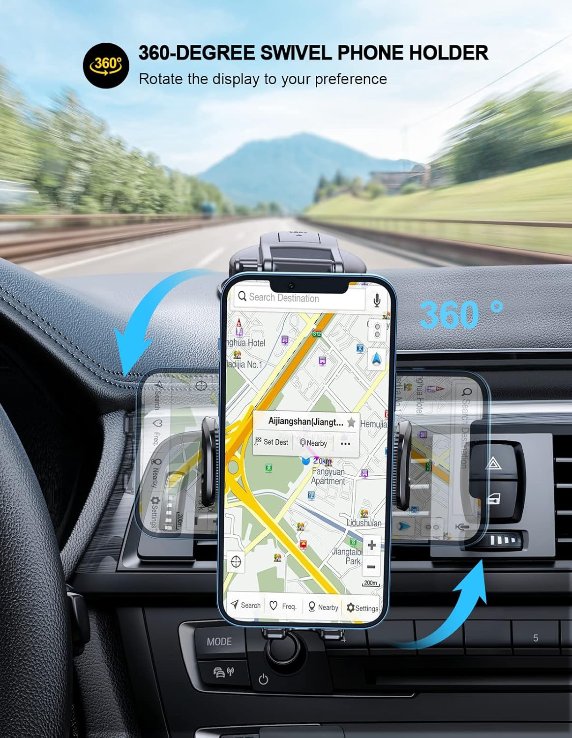 Discount 90% Cocoda Phone Mount for Car, [Thick Case Friendly] [Military-Grade Suction] Car Phone Holder Mount for Dashboard & Windshield, 360° Rotate Car Mount Compatible with iPhone 13 12 Pro Max, 4”-7” Phones