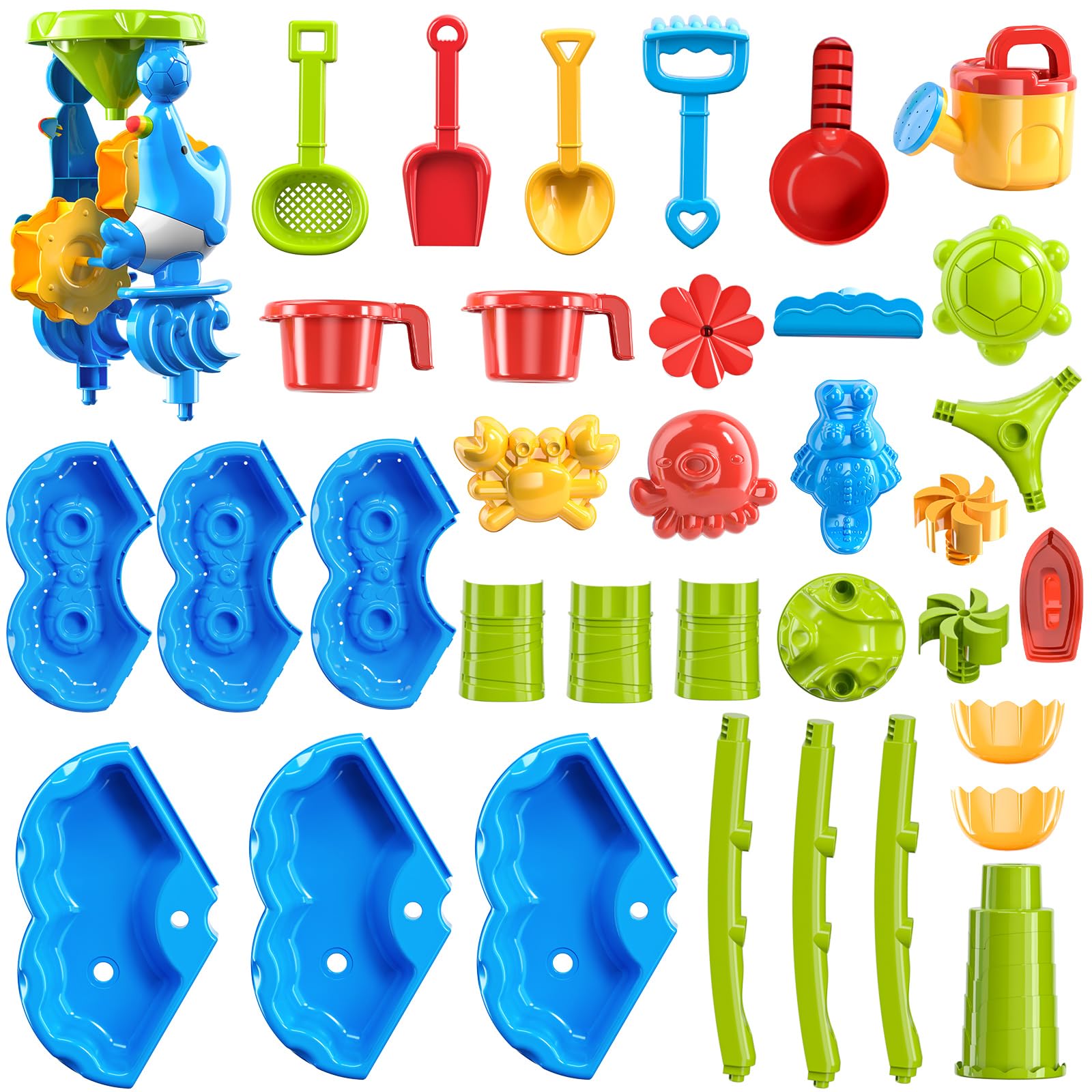 JUKUDAHU Kinder-Blumen-Wasserspieltisch für Kinder 3-8 Jahre | Sensorisches Aktivitätsspielset, Sommer-Spielzeug, Outdoor-Sand- und Wassertisch, Für Jungen und Mädchen