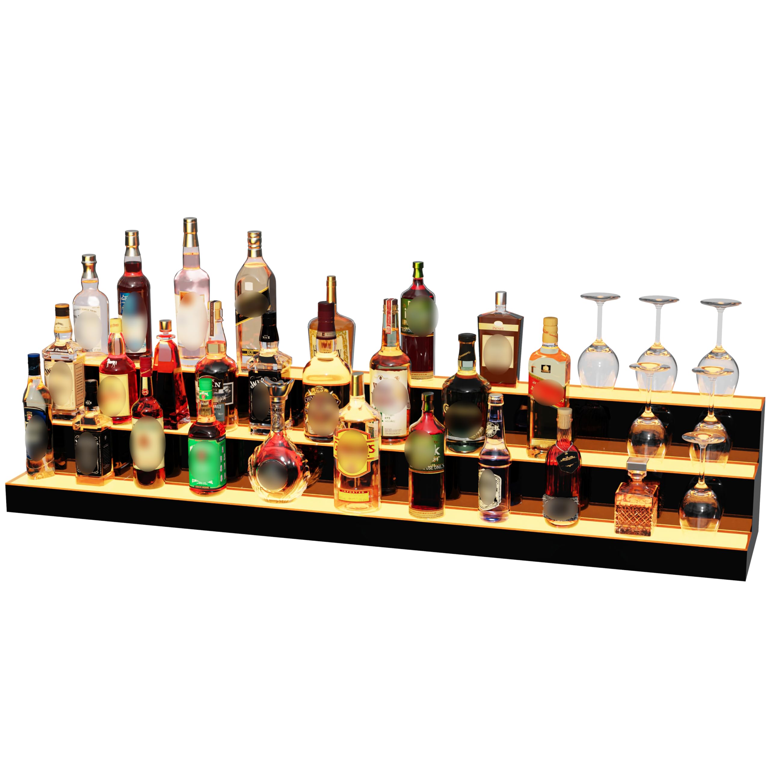 MESAlLUP 60 Inch 3 Tier Lighted Liquor Bottle Display Shelf, LED Bar Shelves with Remote Control, Mulit Color Lighting for Home Mini Bars Decor, Restaurants &amp; Party Use, Acrylic Stand