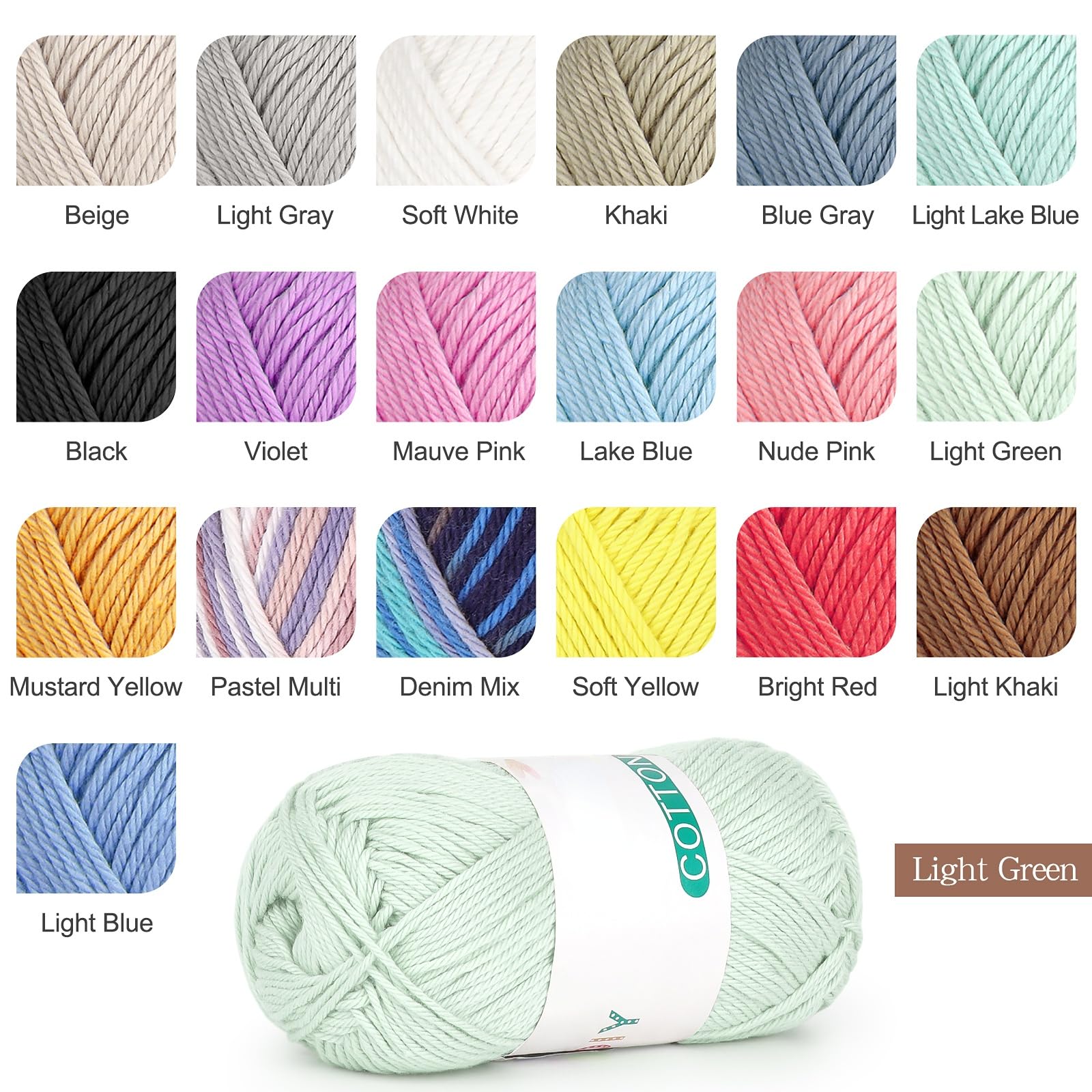 Reessy 100% Cotton Yarn for Crochet and Knitting 6 Skeins (50g Each, 300g Total) - Image 4