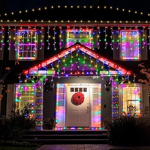 Miniatura 7 de Lomotech Luces de carámbano RGB de 35 pies que cambian de color, luces de Navidad impermeables con control remoto para vacaciones, bodas, fiestas,