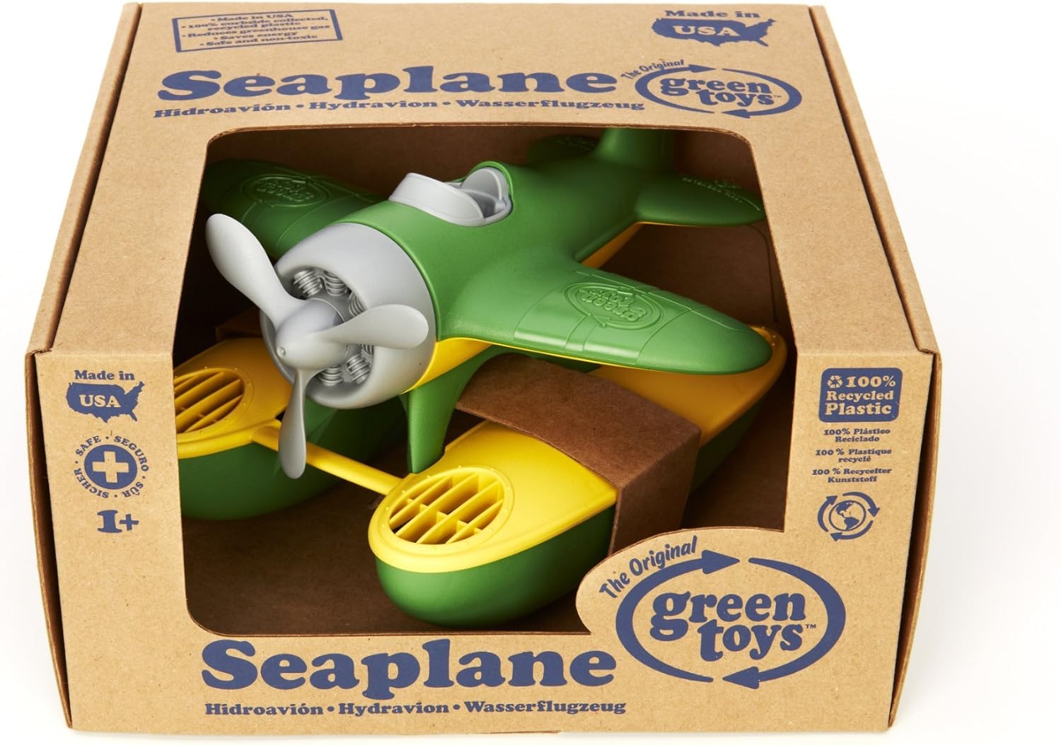 Green Toys Seaplane, Green/Yellow - Pretend Play, Motor Skills, Kids Bath Toy Floating Vehicle. No BPA, phthalates, PVC. Dishwasher Safe, Recycled Plastic, Made in USA.